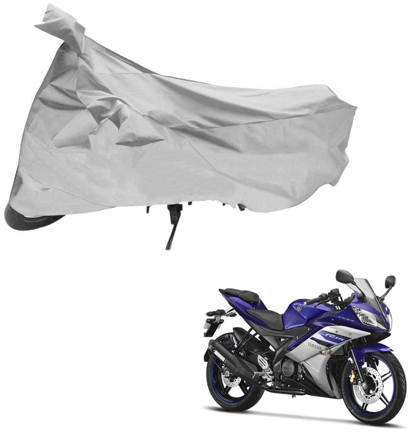 

AutoRetail UV Resistant Two Wheeler Polyster Cover for Yamaha YZF-R15 (Mirror Pocket Silver Color)