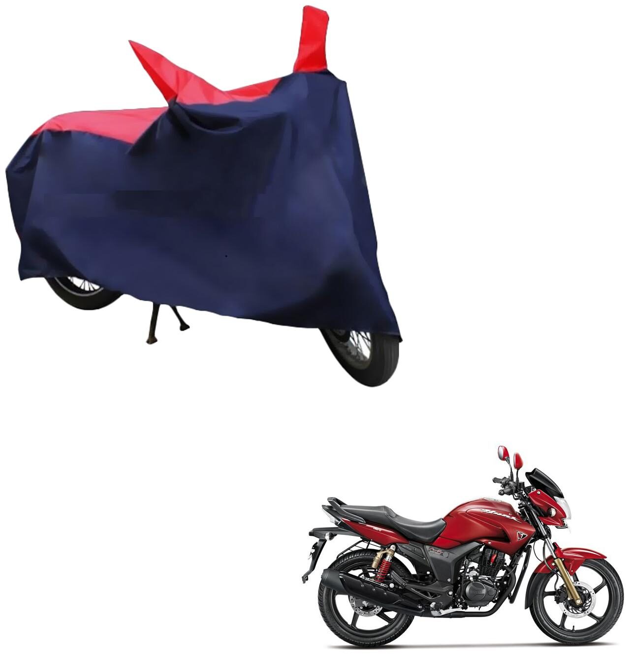 

AutoRetail UV Resistant Two Wheeler Polyster Cover for Hero Hunk (Mirror Pocket Red and Blue Color)