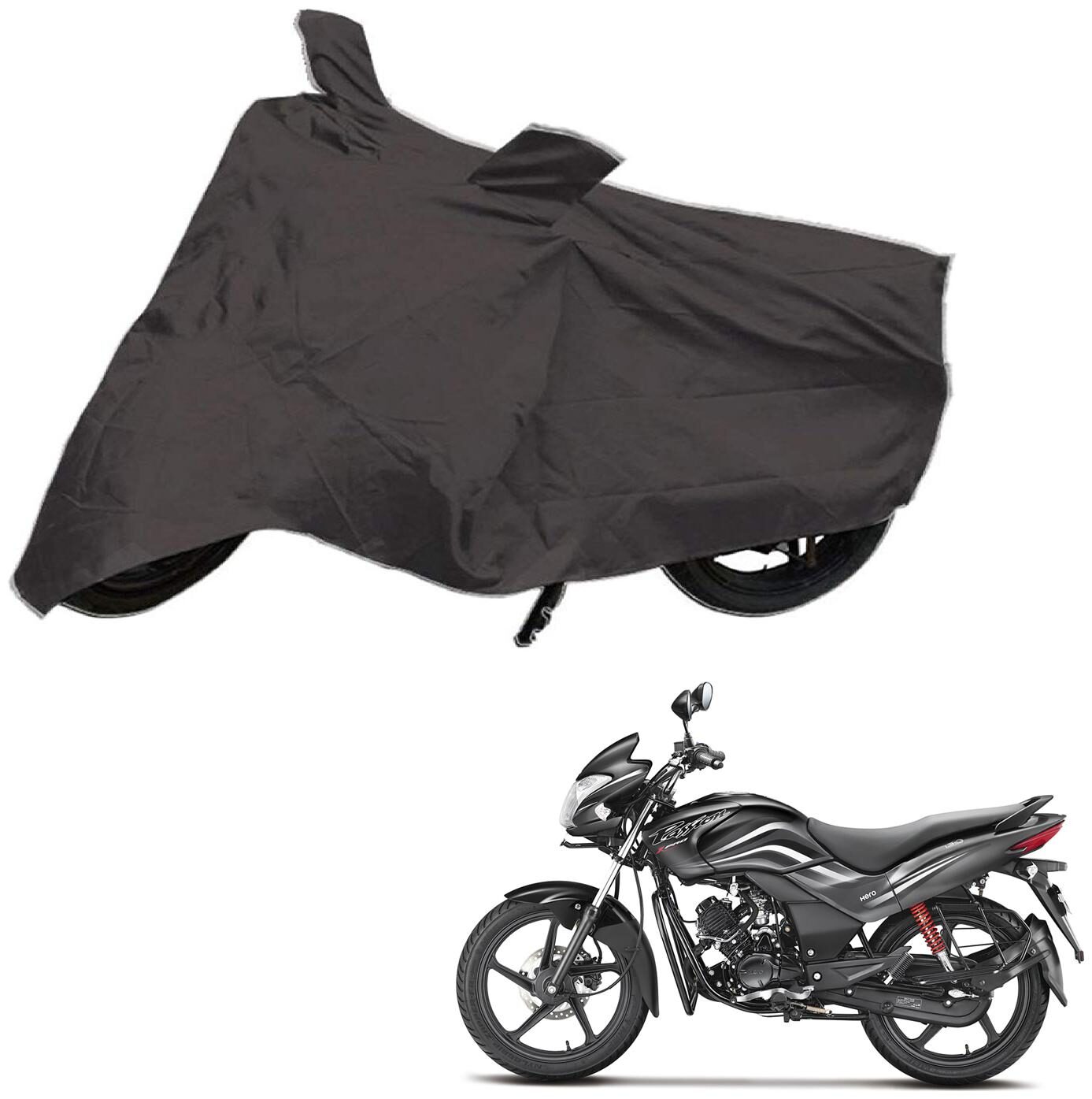 

AutoRetail UV Resistant Two Wheeler Polyster Cover for Hero Passion Pro (Mirror Pocket Grey Color)