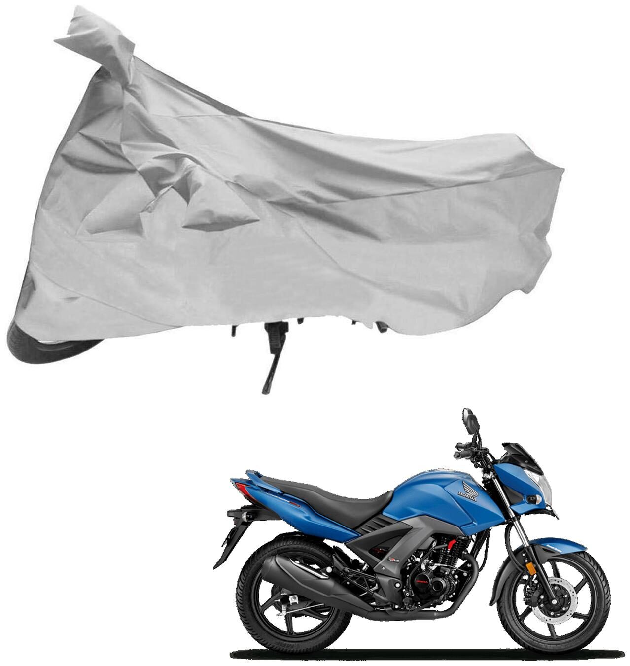 

AutoRetail UV Resistant Two Wheeler Polyster Cover for Honda CB Unicorn 160 (Mirror Pocket Silver Color)