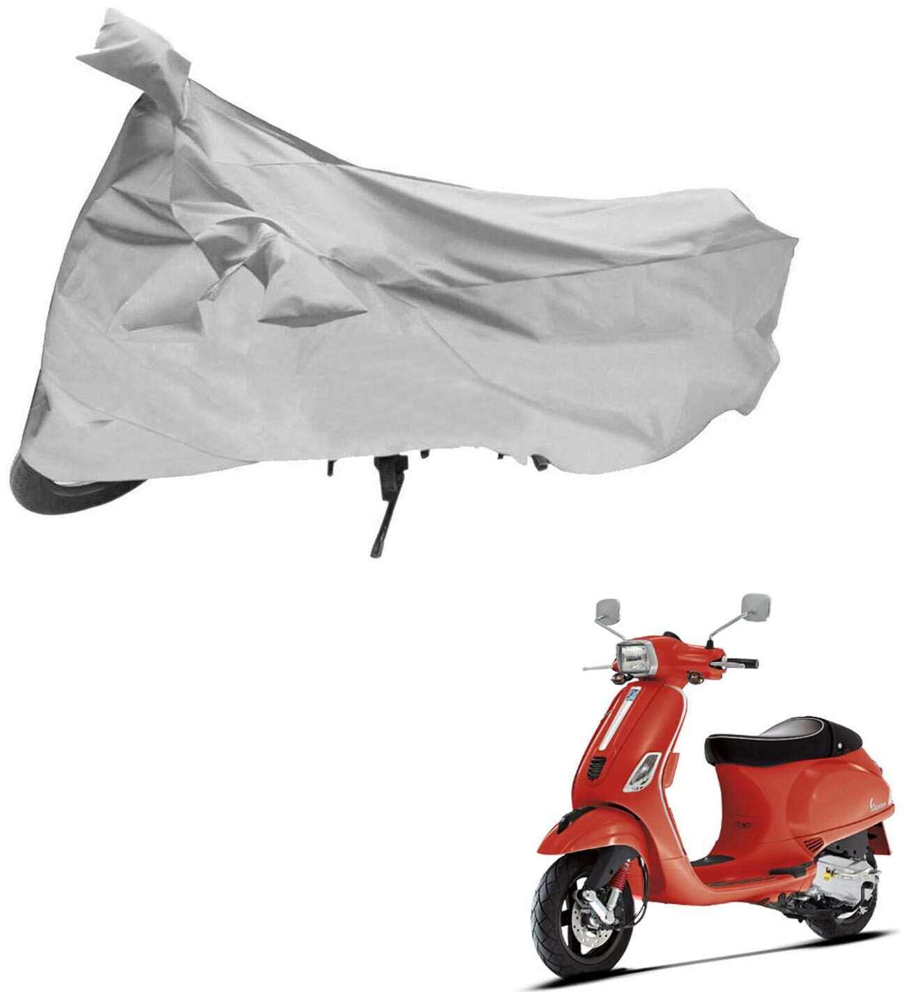 

AutoRetail UV Resistant Two Wheeler Polyster Cover for Piaggio Vespa S (Mirror Pocket Silver Color)