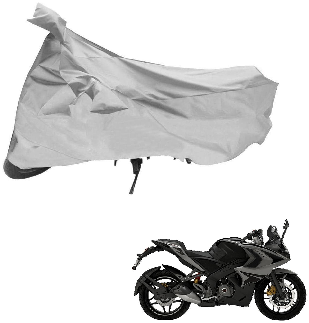 

AutoRetail UV Resistant Two Wheeler Polyster Cover for Bajaj Pulsar RS 200 STD (Mirror Pocket Silver Color)