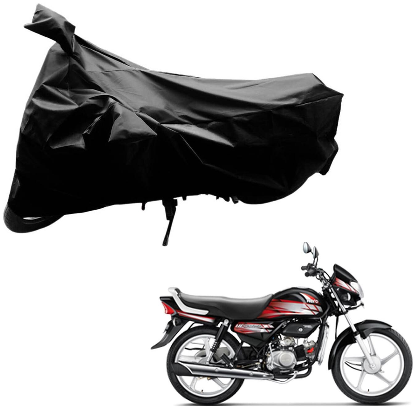 

AutoRetail UV Resistant Two Wheeler Polyster Cover for Hero HF Deluxe (Mirror Pocket Black Color)