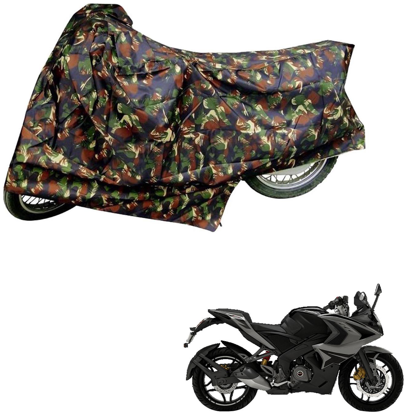 

AutoRetail UV Resistant Two Wheeler Polyster Cover for Bajaj Pulsar RS 200 STD (Mirror Pocket Multicolor)
