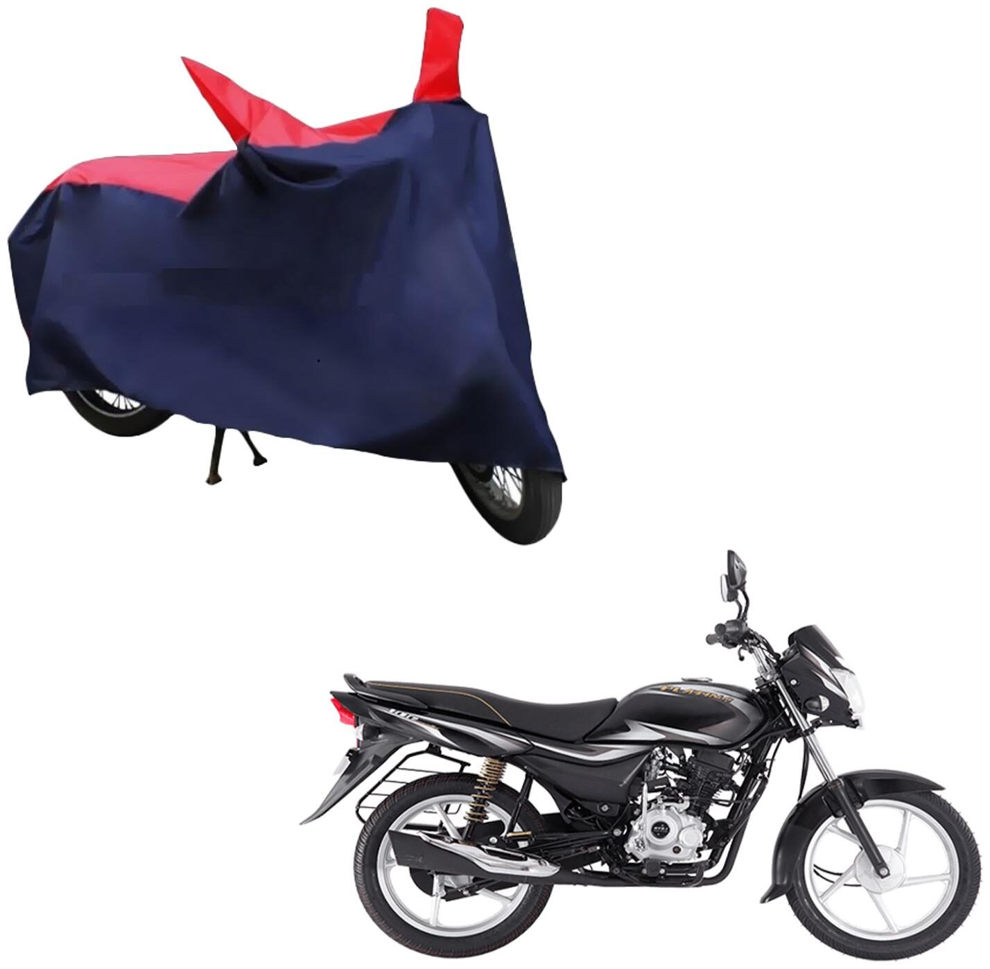

AutoRetail UV Resistant Two Wheeler Polyster Cover for Bajaj Platina 100 Es (Mirror Pocket Red and Blue Color)