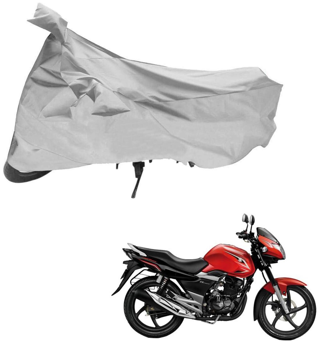 

AutoRetail UV Resistant Two Wheeler Polyster Cover for Suzuki GS 150R (Mirror Pocket Silver Color)