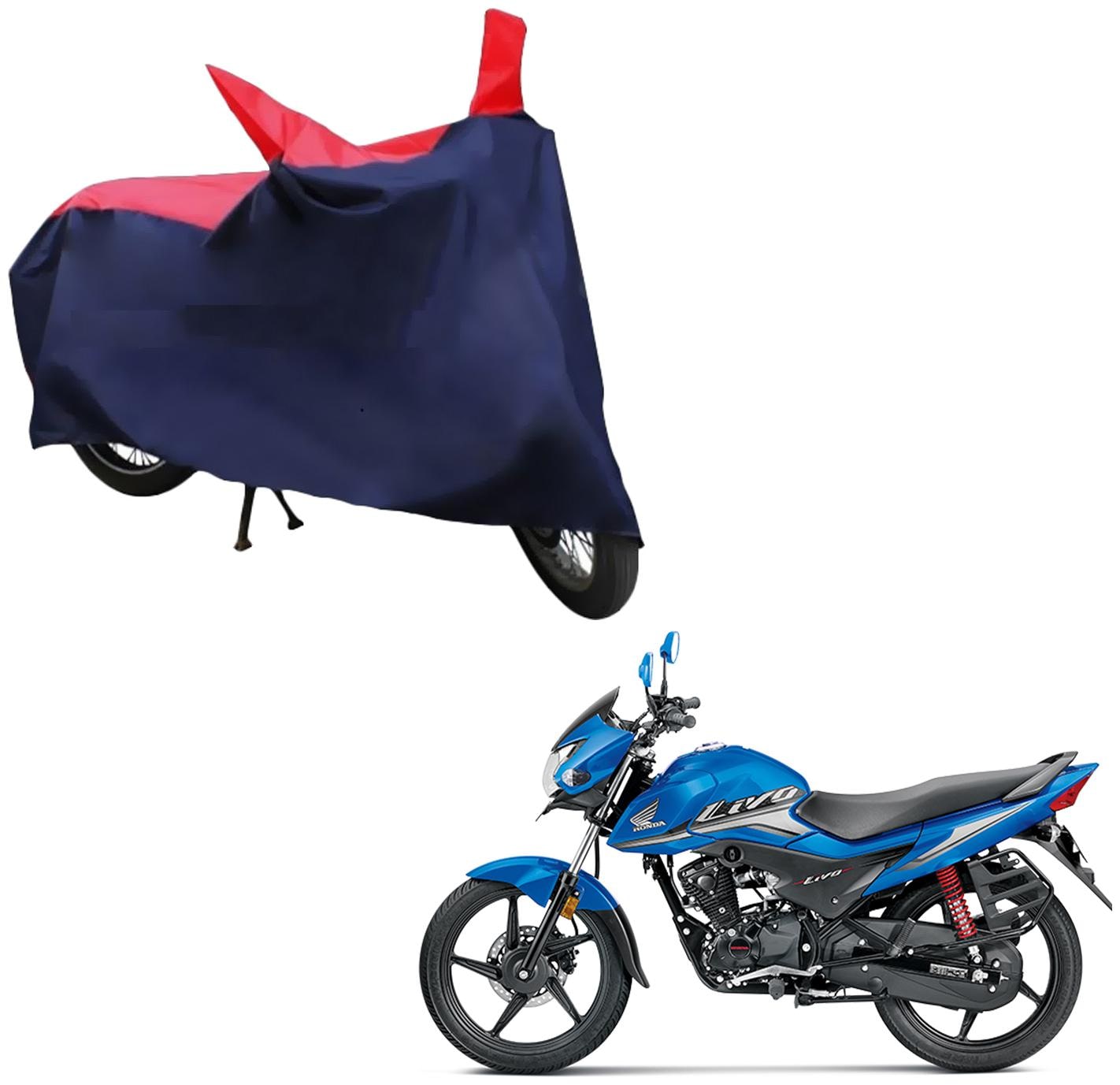 

AutoRetail Weather Resistant Two Wheeler Polyster Cover for Honda Livo (Mirror Pocket Red and Blue Color)
