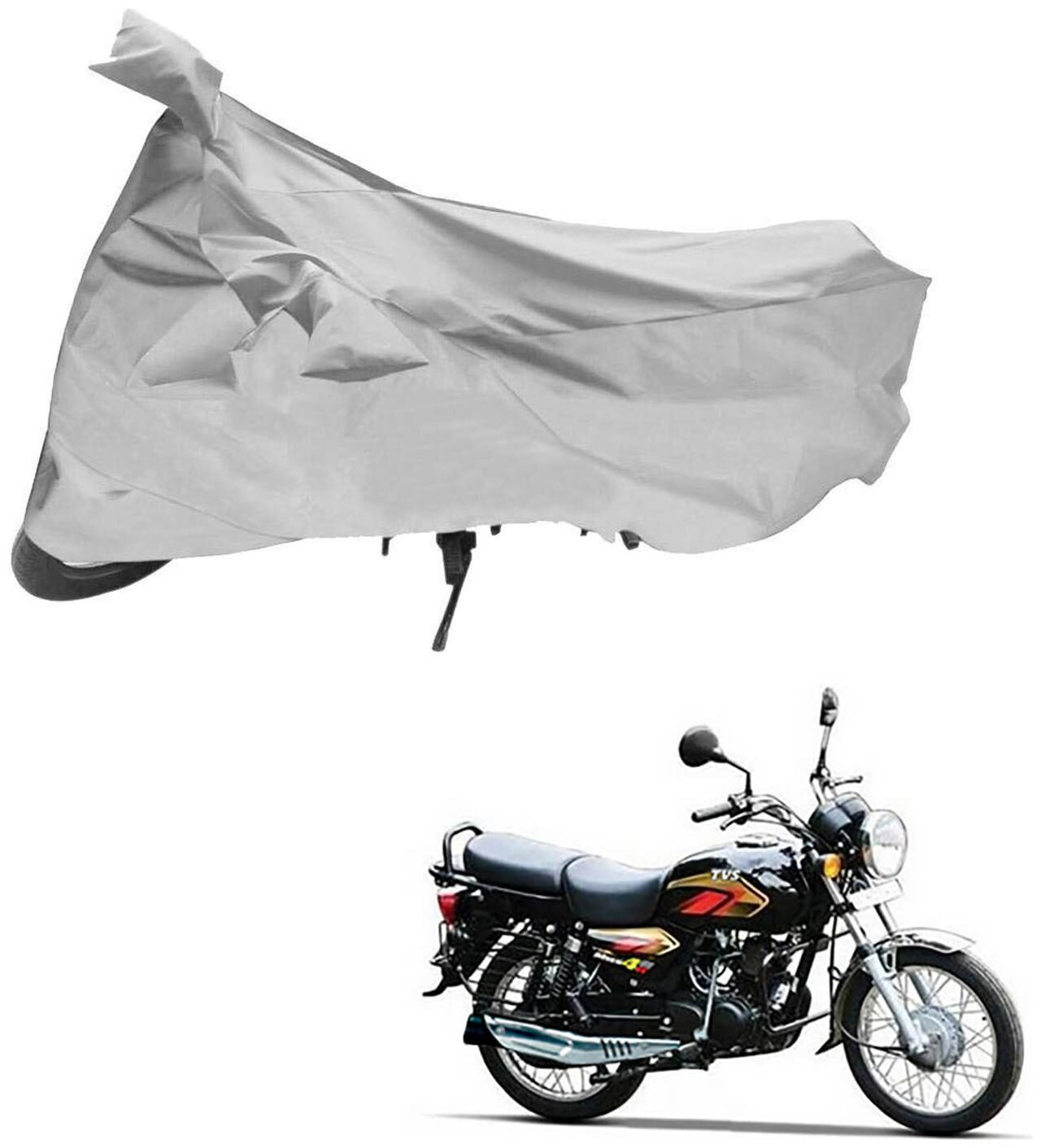 

AutoRetail Weather Resistant Two Wheeler Polyster Cover for TVS Max 4R (Mirror Pocket Silver Color)