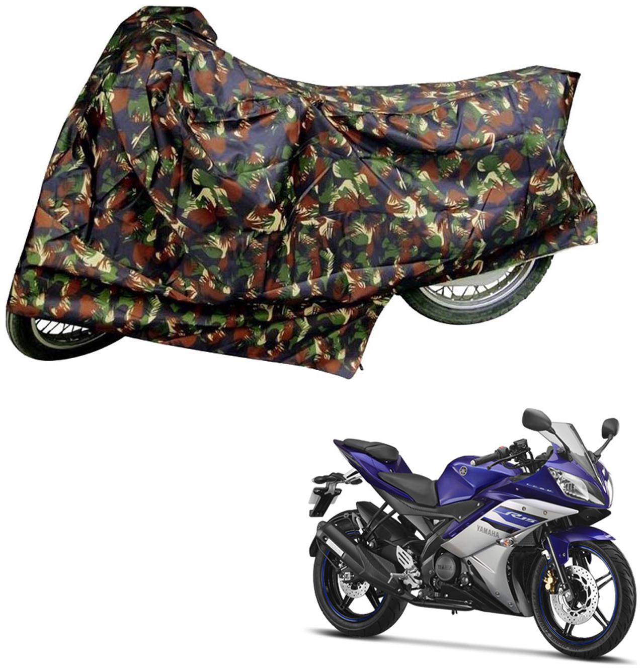 

AutoRetail Weather Resistant Two Wheeler Polyster Cover for Yamaha YZF-R15 (Mirror Pocket Multi Color)