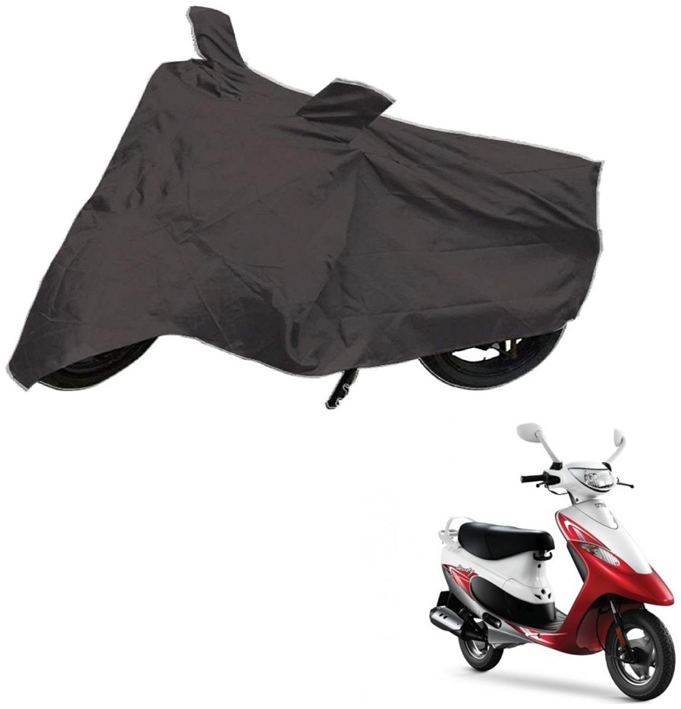 

AutoRetail Weather Resistant Two Wheeler Polyster Cover for TVS Scooty Pep (Mirror Pocket Grey Color)