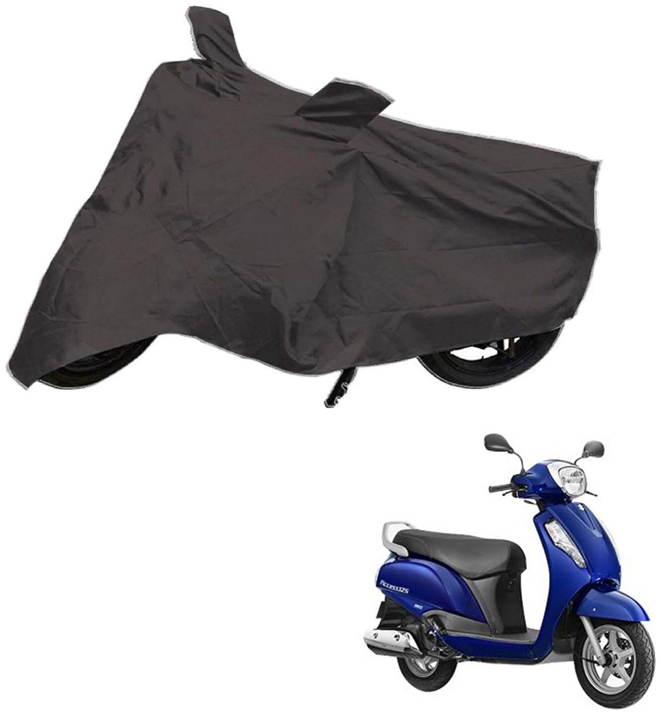 

AutoRetail Weather Resistant Two Wheeler Polyster Cover for Suzuki Access (Mirror Pocket Grey Color)
