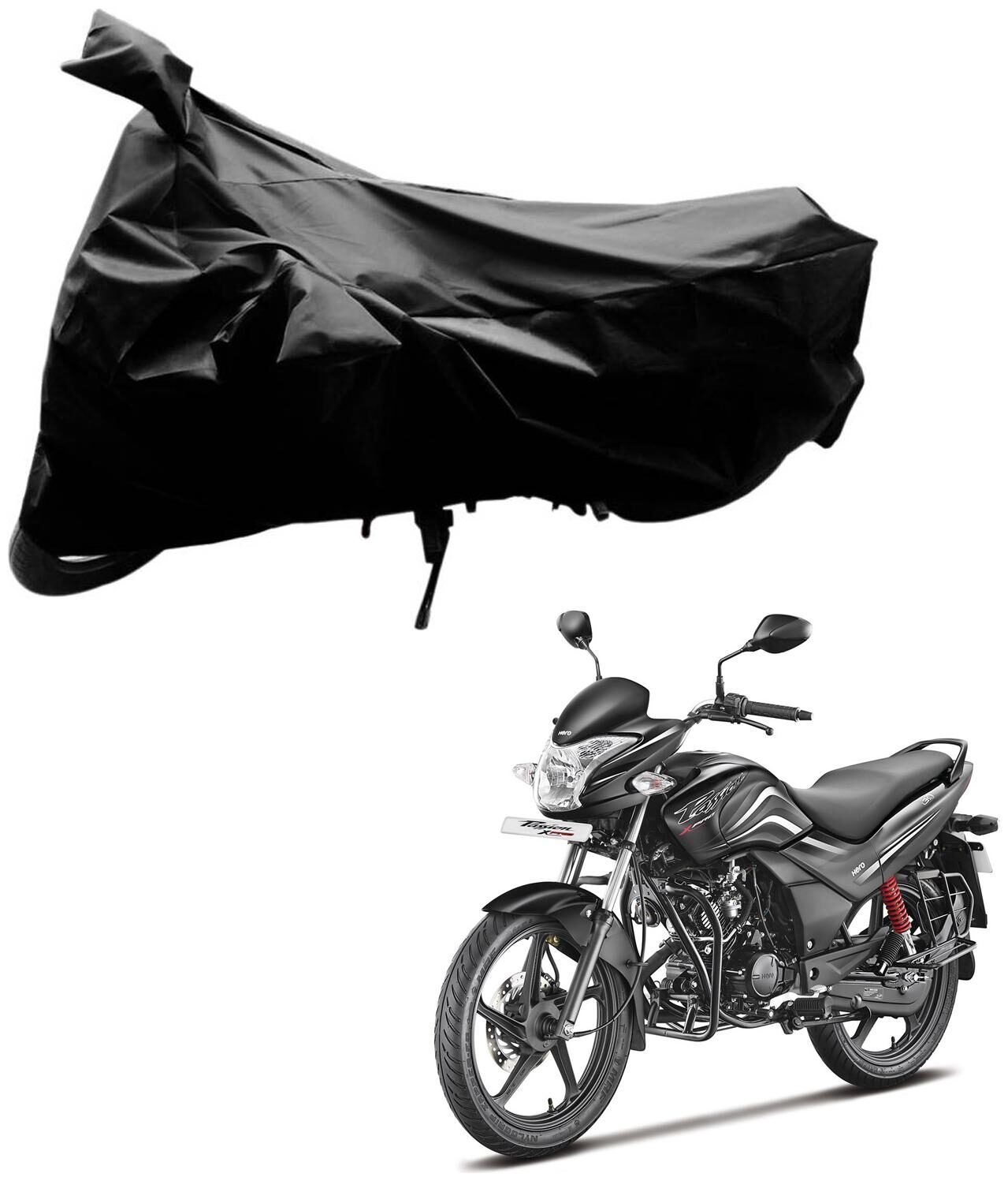 

AutoRetail Weather Resistant Two Wheeler Polyster Cover for Hero Passion XPRO (Mirror Pocket Black Color)