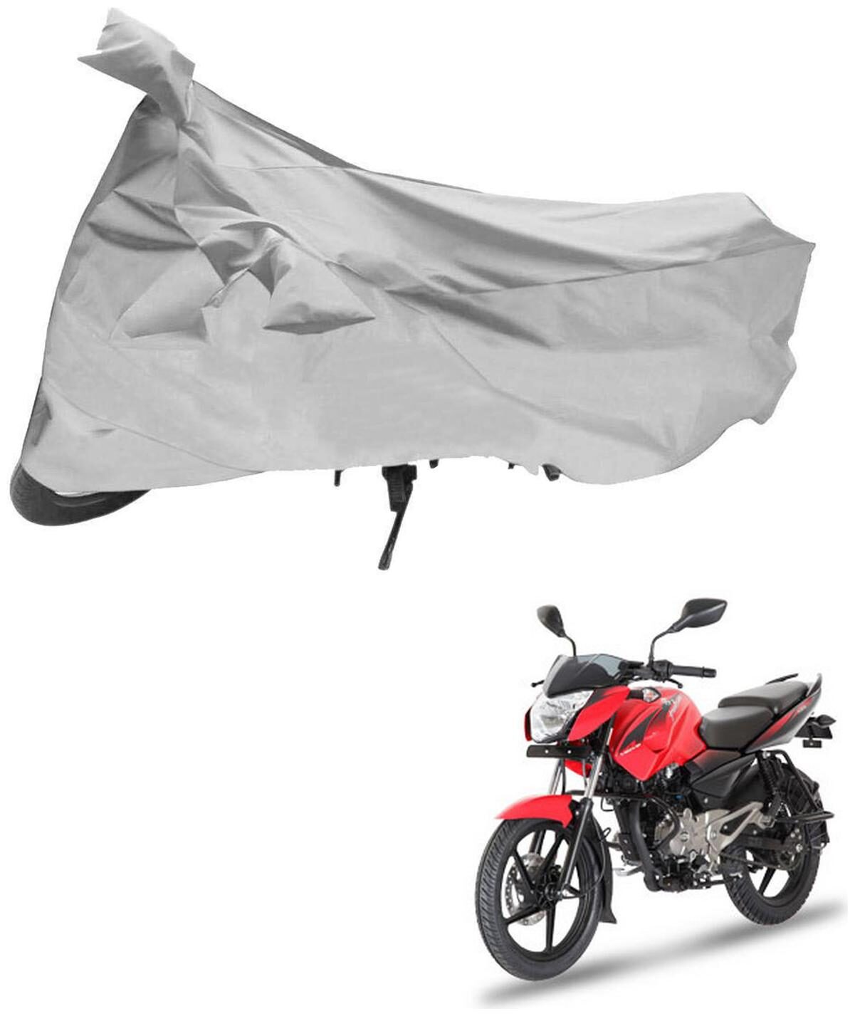 

AutoRetail Weather Resistant Two Wheeler Polyster Cover for Bajaj Pulsar 135 LS (Mirror Pocket Silver Color)