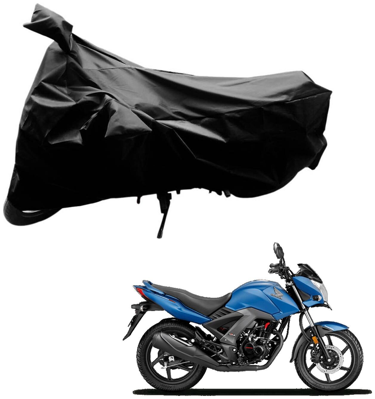 

AutoRetail Weather Resistant Two Wheeler Polyster Cover for Honda CB Unicorn 160 (Mirror Pocket Black Color)