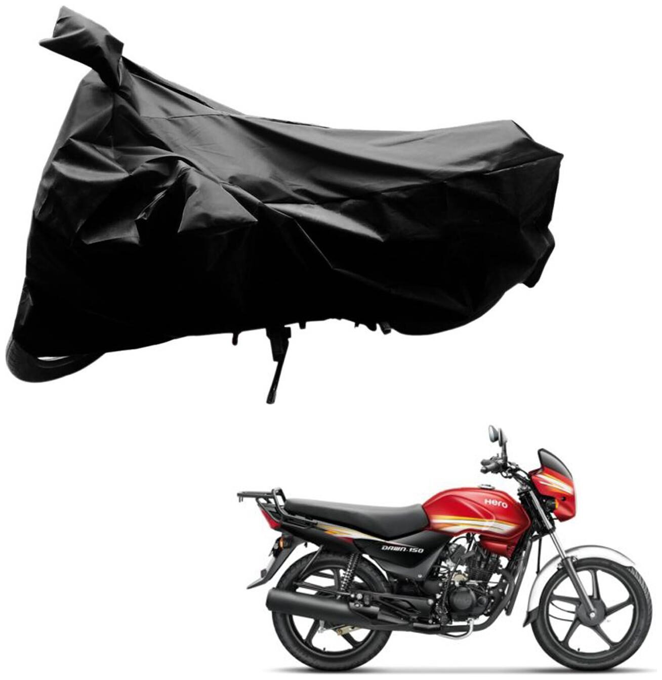 

AutoRetail Weather Resistant Two Wheeler Polyster Cover for Hero HF Dawn (Mirror Pocket Black Color)