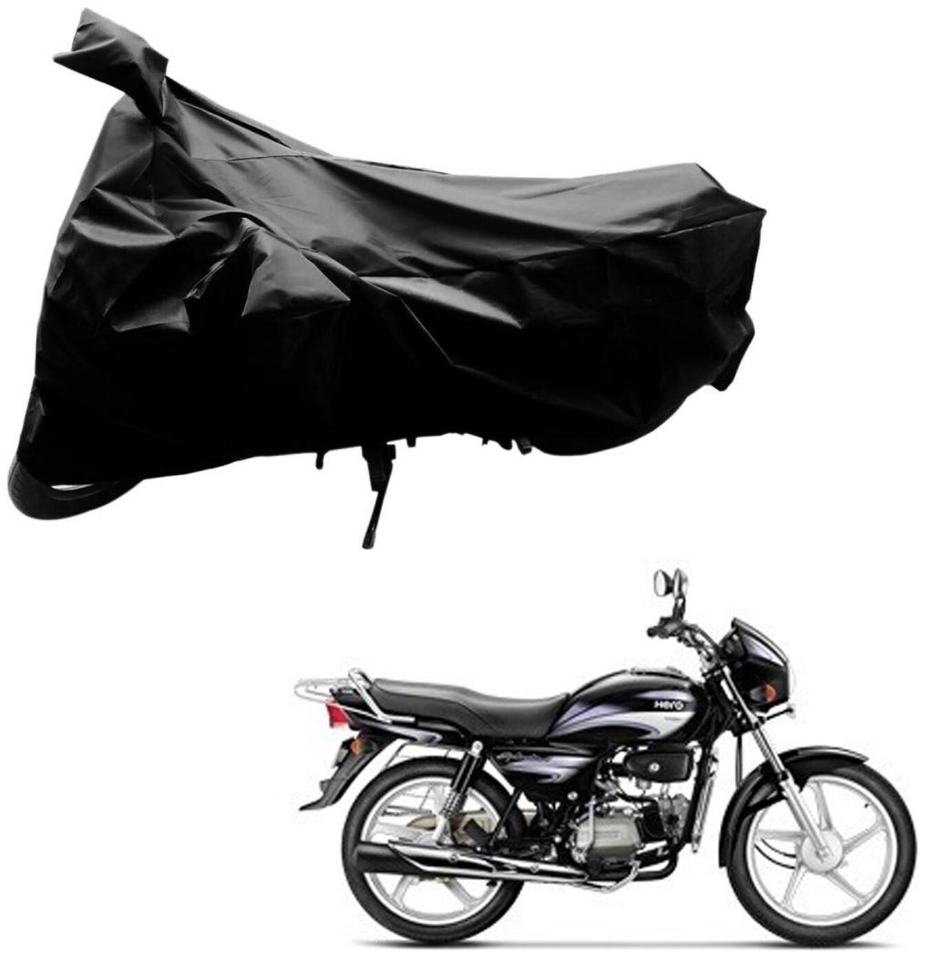 

AutoRetail Weather Resistant Two Wheeler Polyster Cover for Hero Splendor Plus (Mirror Pocket Black Color)