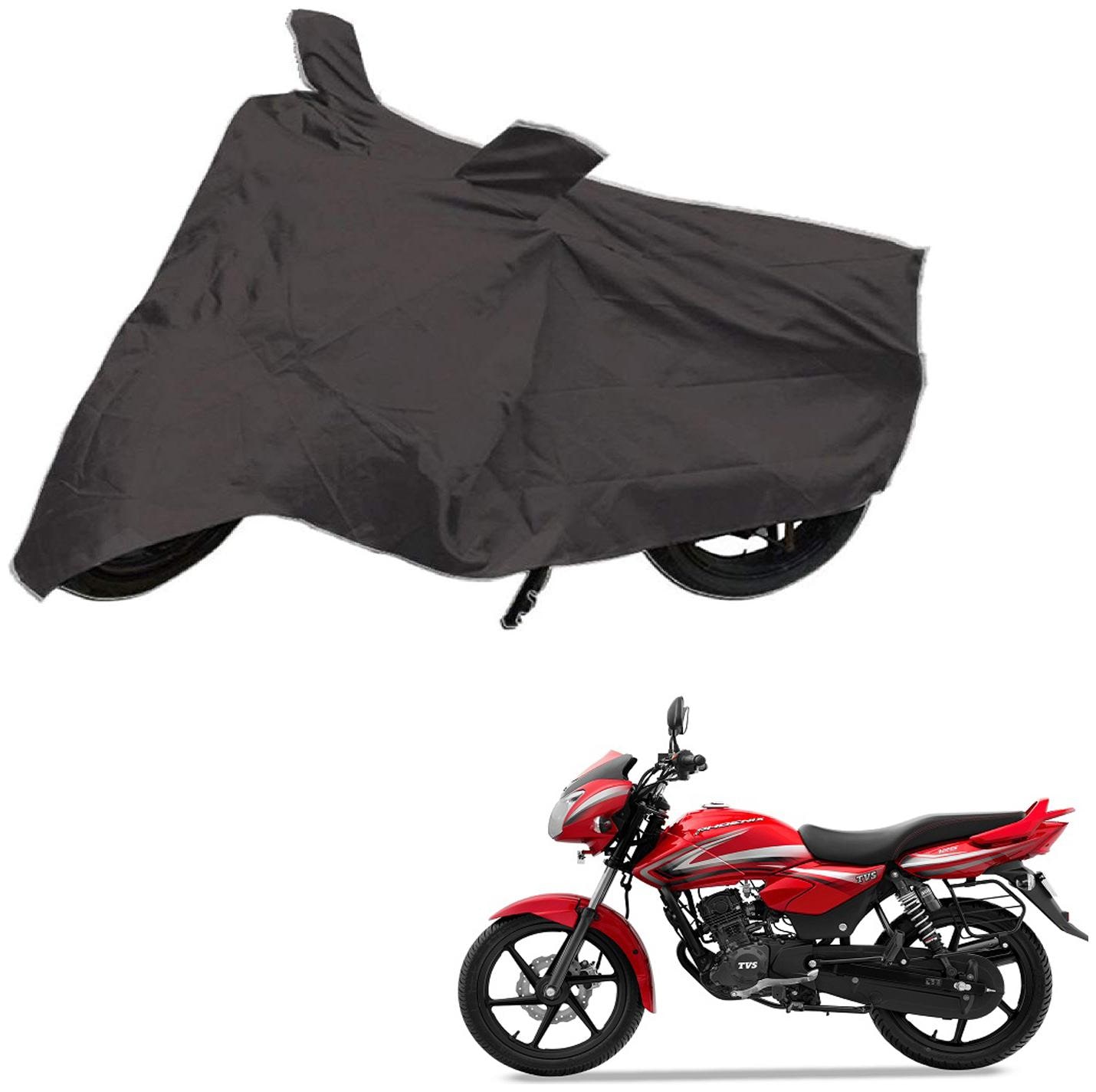 

AutoRetail Weather Resistant Two Wheeler Polyster Cover for TVS Phoenix 125 (Mirror Pocket Grey Color)