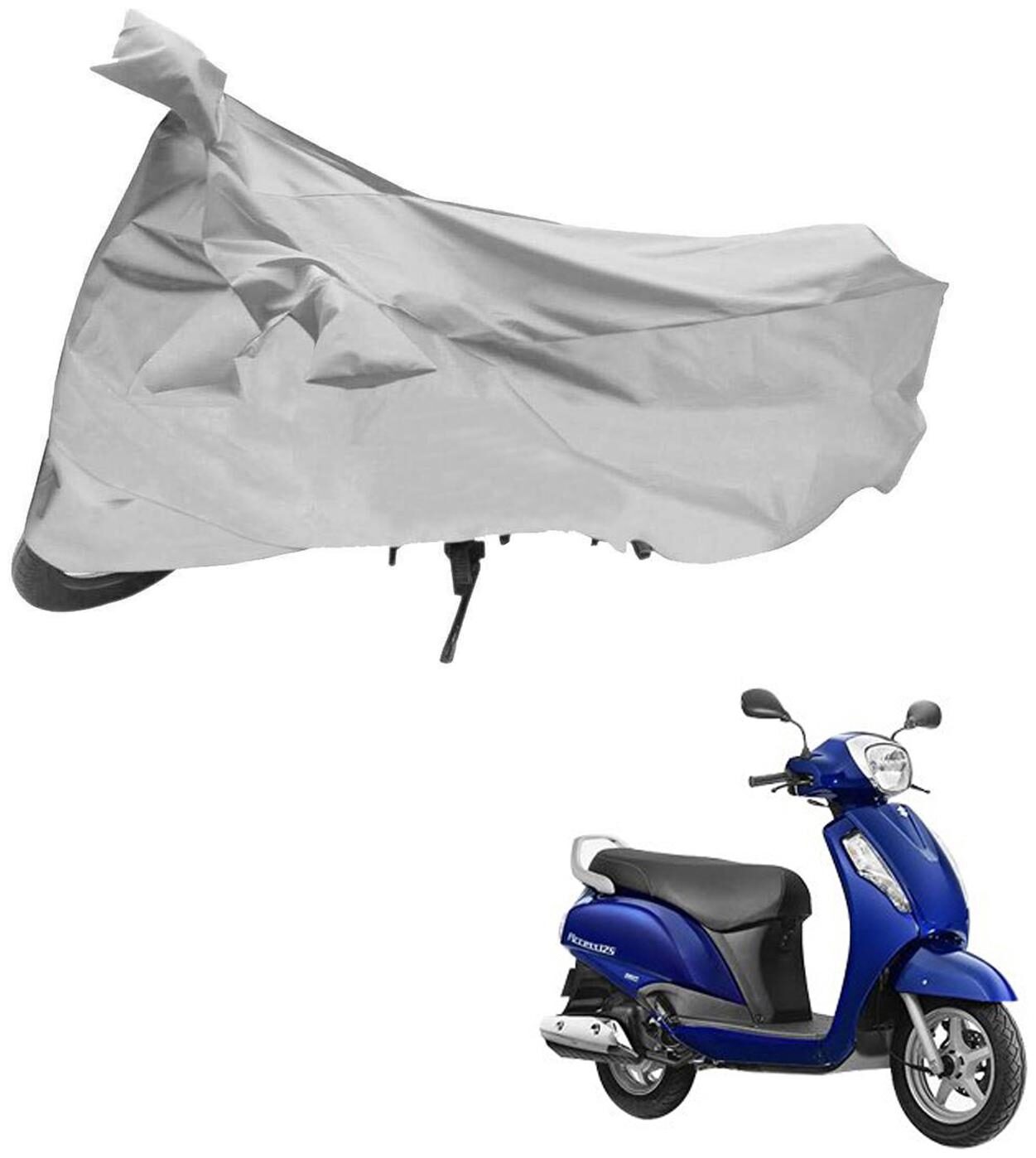 

AutoRetail Weather Resistant Two Wheeler Polyster Cover for Suzuki Access (Mirror Pocket Silver Color)