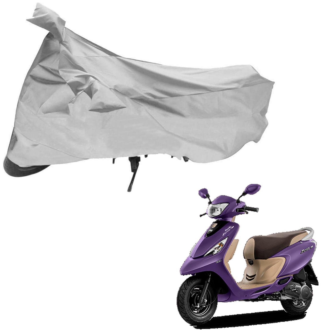 

AutoRetail Weather Resistant Two Wheeler Polyster Cover for TVS Zest 110 (Mirror Pocket Silver Color)