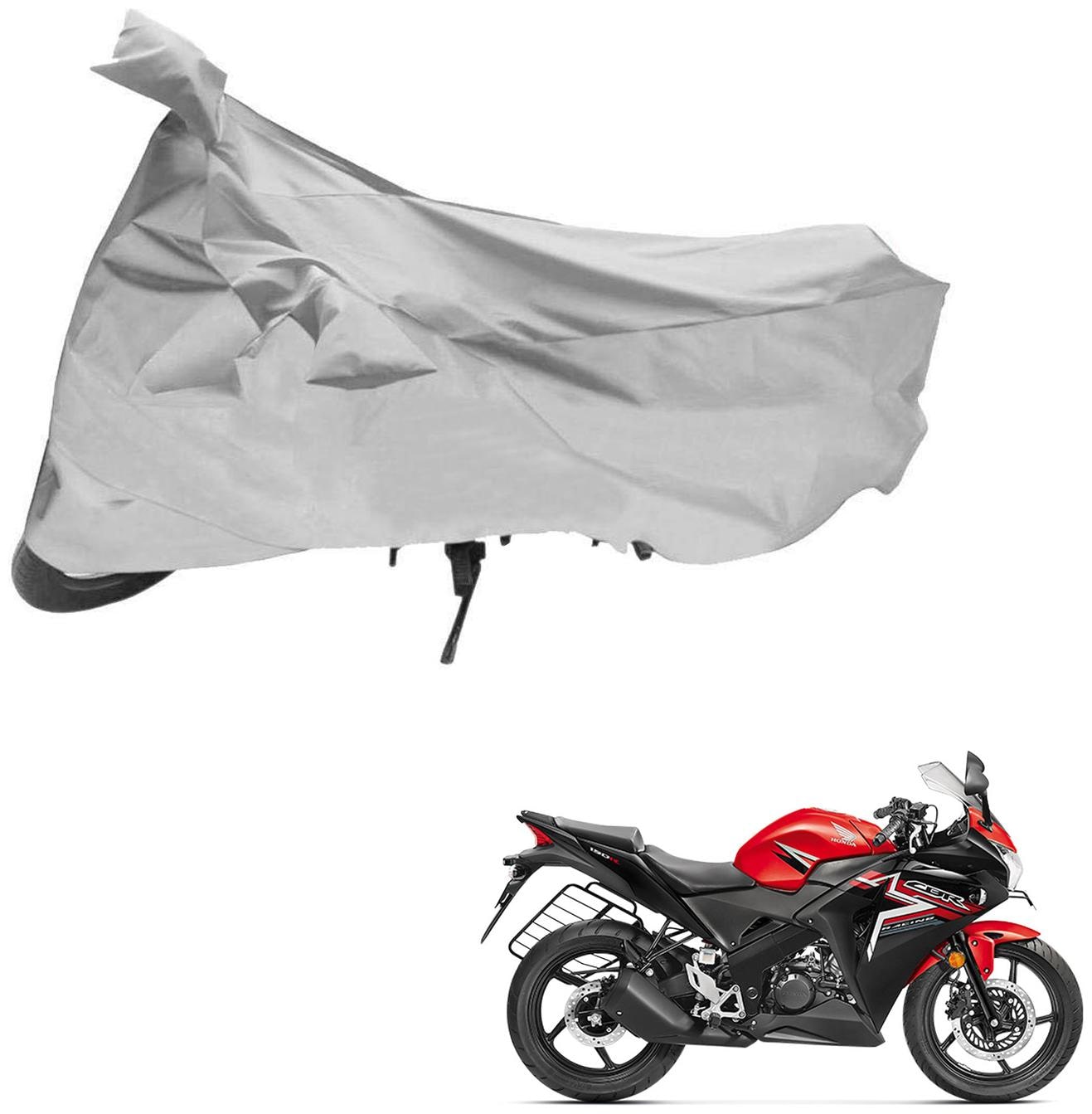 

AutoRetail Weather Resistant Two Wheeler Polyster Cover for Honda CBR 150R (Mirror Pocket Silver Color)