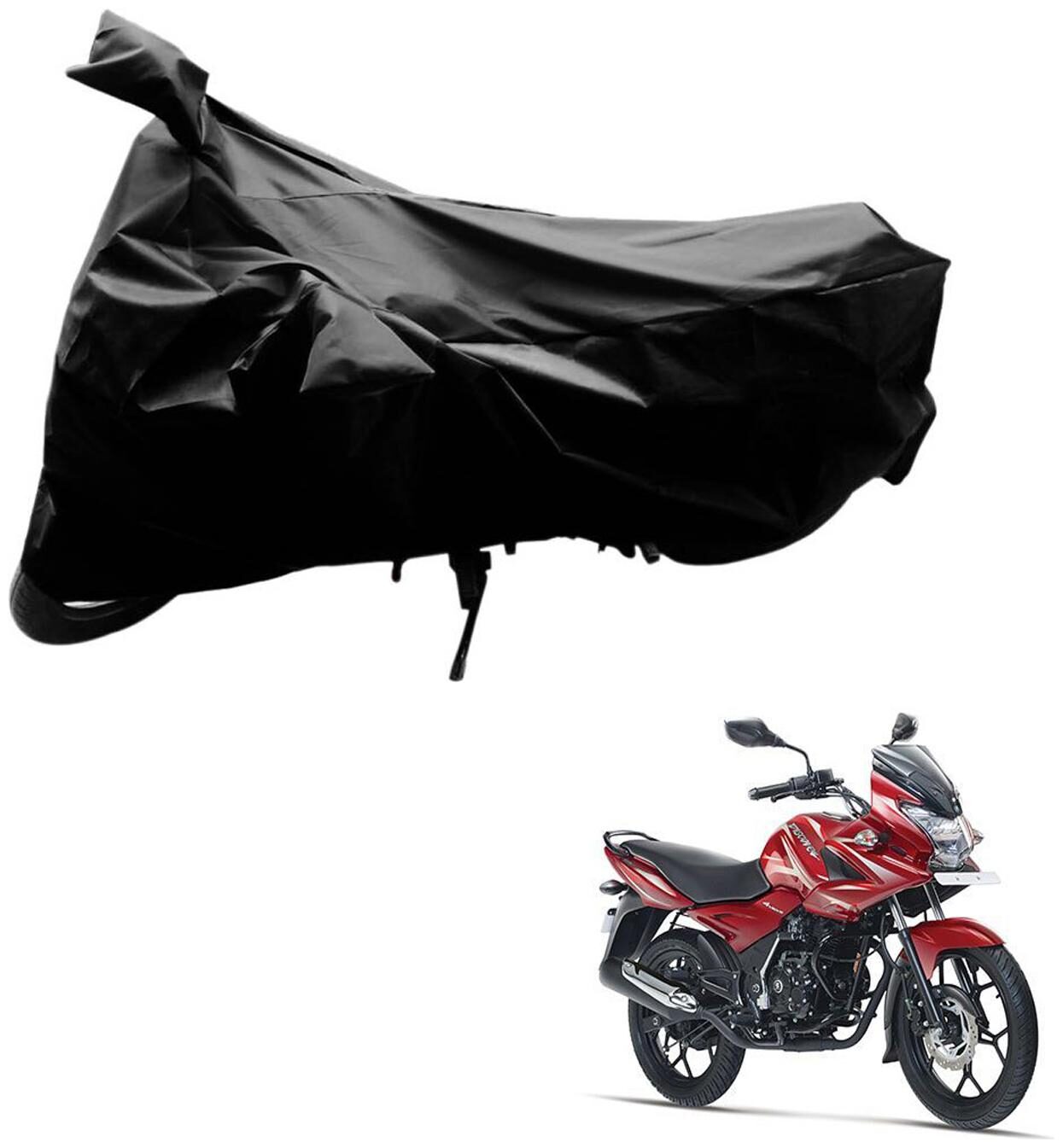 

AutoRetail Weather Resistant Two Wheeler Polyster Cover for Bajaj Discover 150F (Mirror Pocket Black Color)