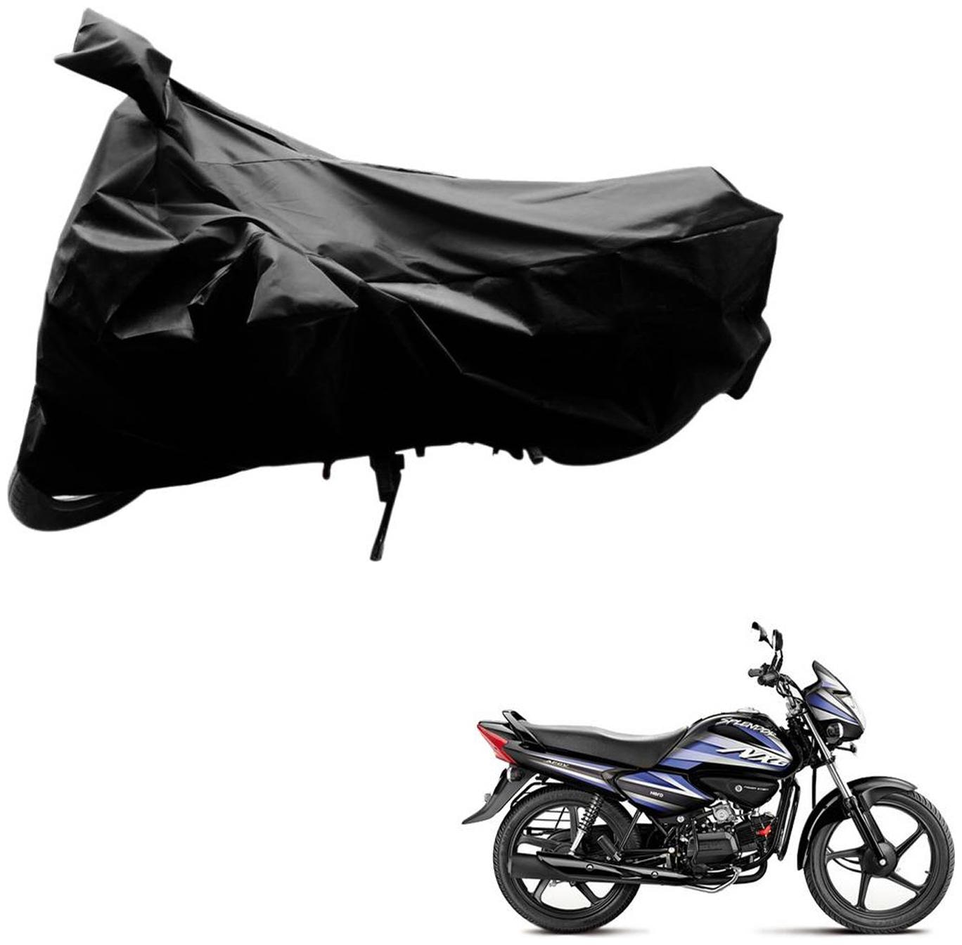 

AutoRetail Weather Resistant Two Wheeler Polyster Cover for Hero Splendor NXG (Mirror Pocket Black Color)