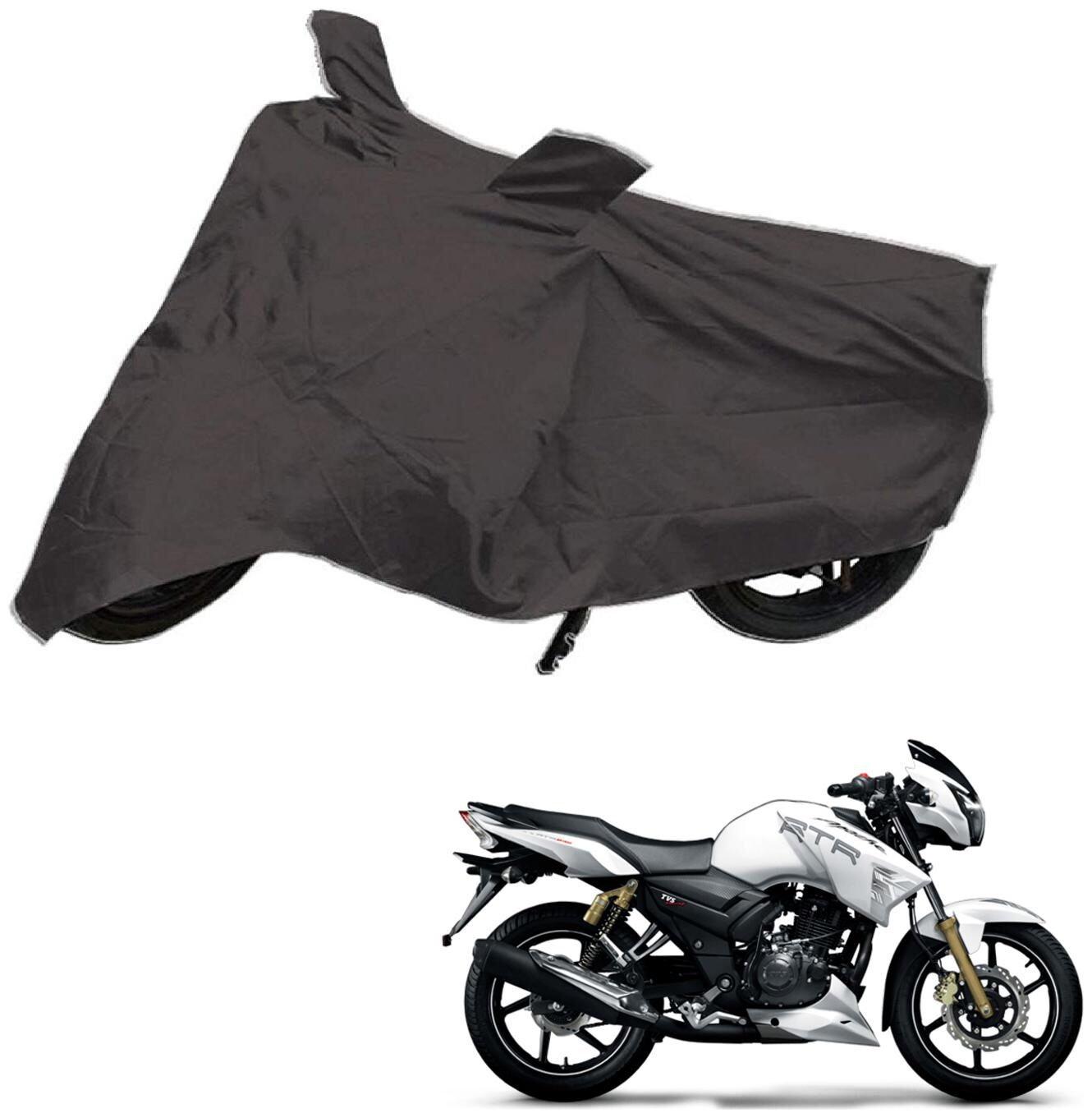 

AutoRetail Weather Resistant Two Wheeler Polyster Cover for TVS Apache RTR 180 (Mirror Pocket Grey Color)