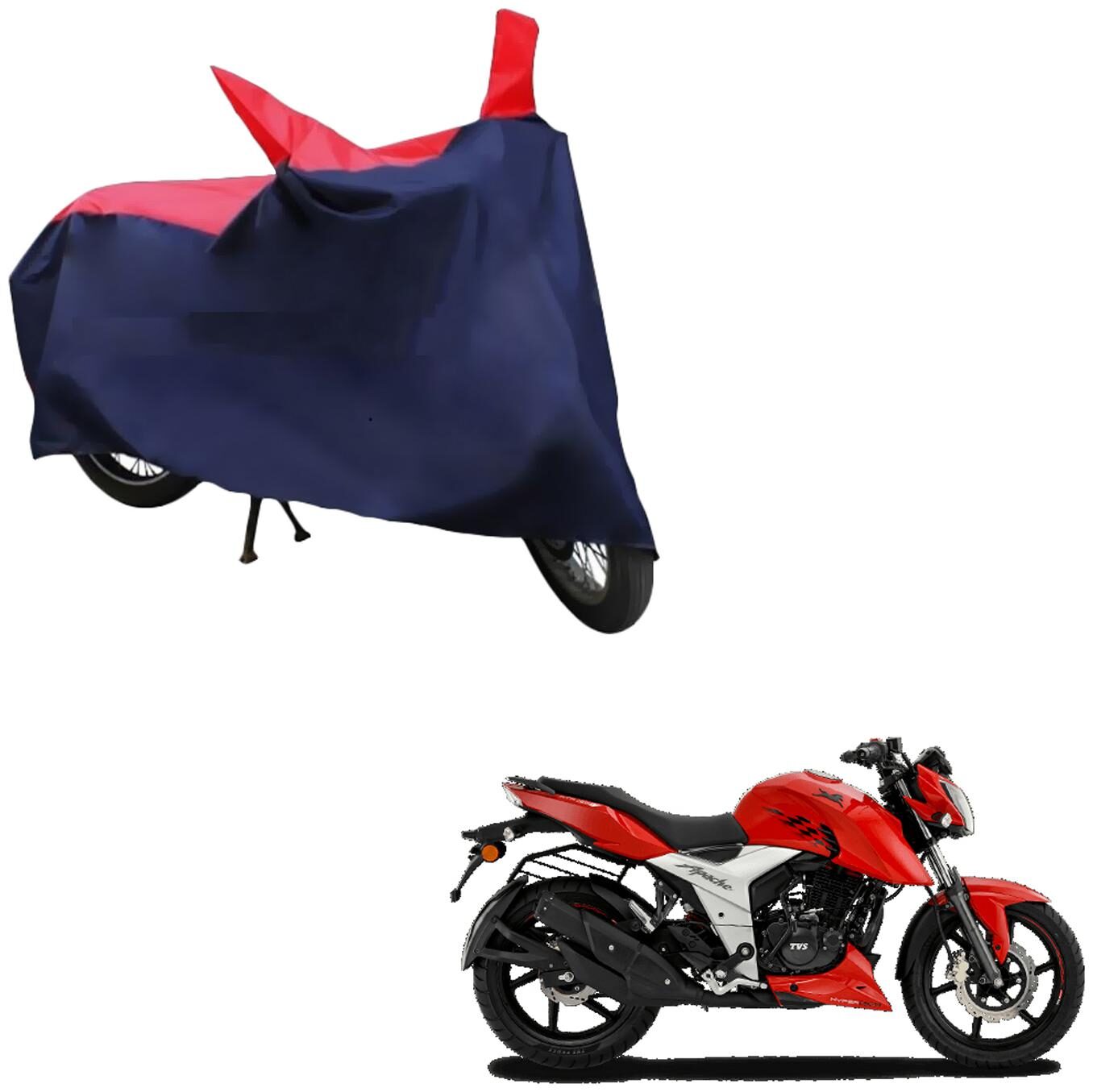 

AutoRetail Weather Resistant Two Wheeler Polyster Cover for TVS Apache RTR 160 (Mirror Pocket Red and Blue Color)