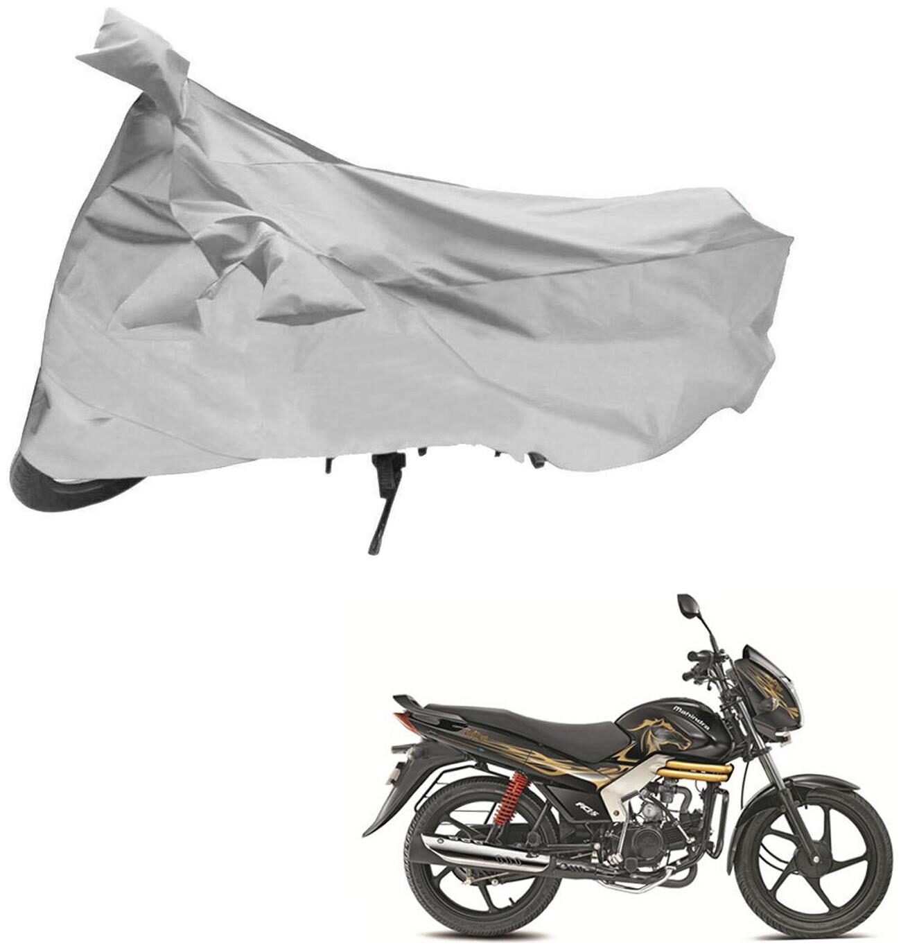

AutoRetail Weather Resistant Two Wheeler Polyster Cover for Mahindra Centuro (Mirror Pocket Silver Color)