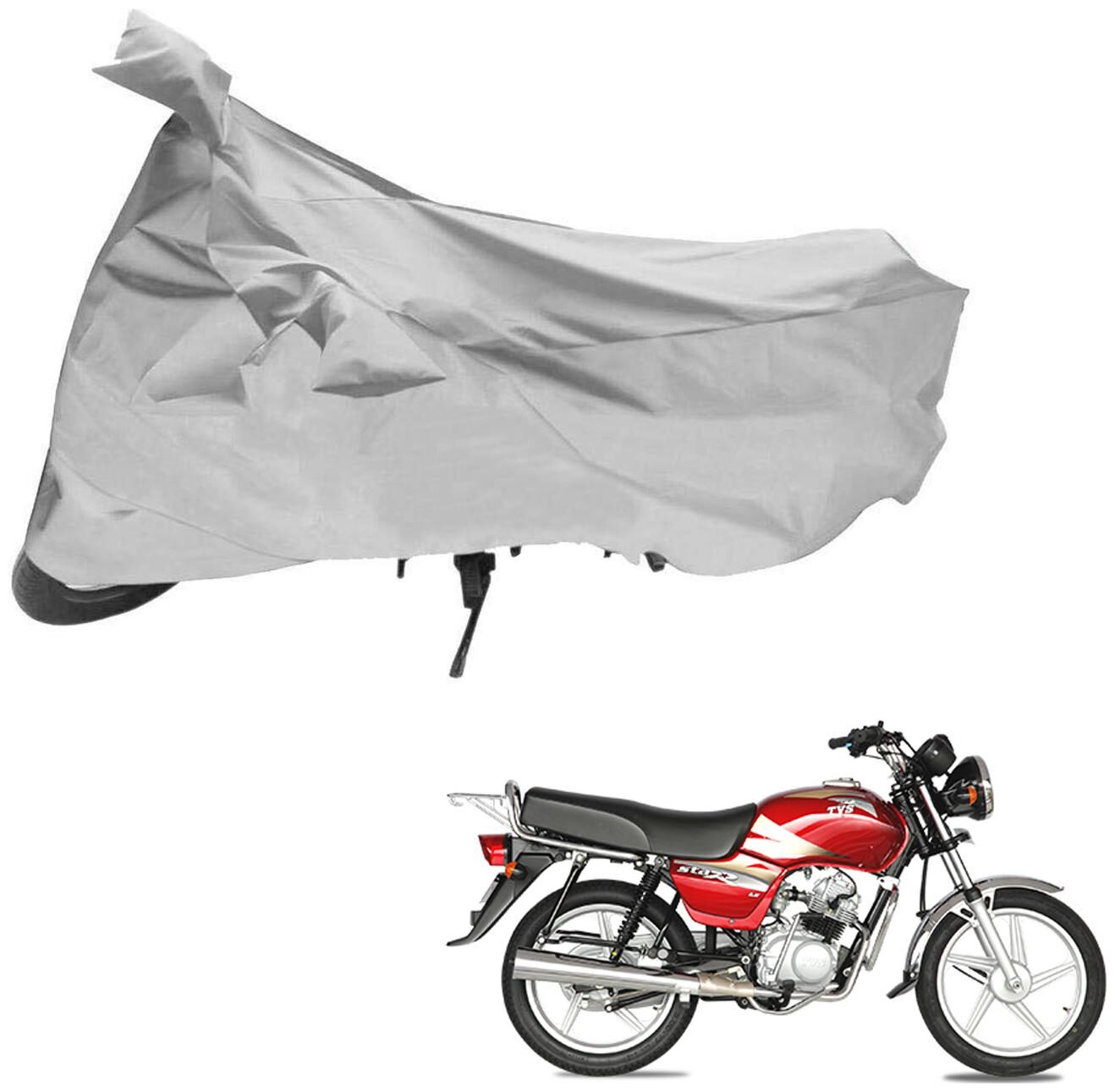 

AutoRetail Weather Resistant Two Wheeler Polyster Cover for TVS Star Lx (Mirror Pocket Silver Color)