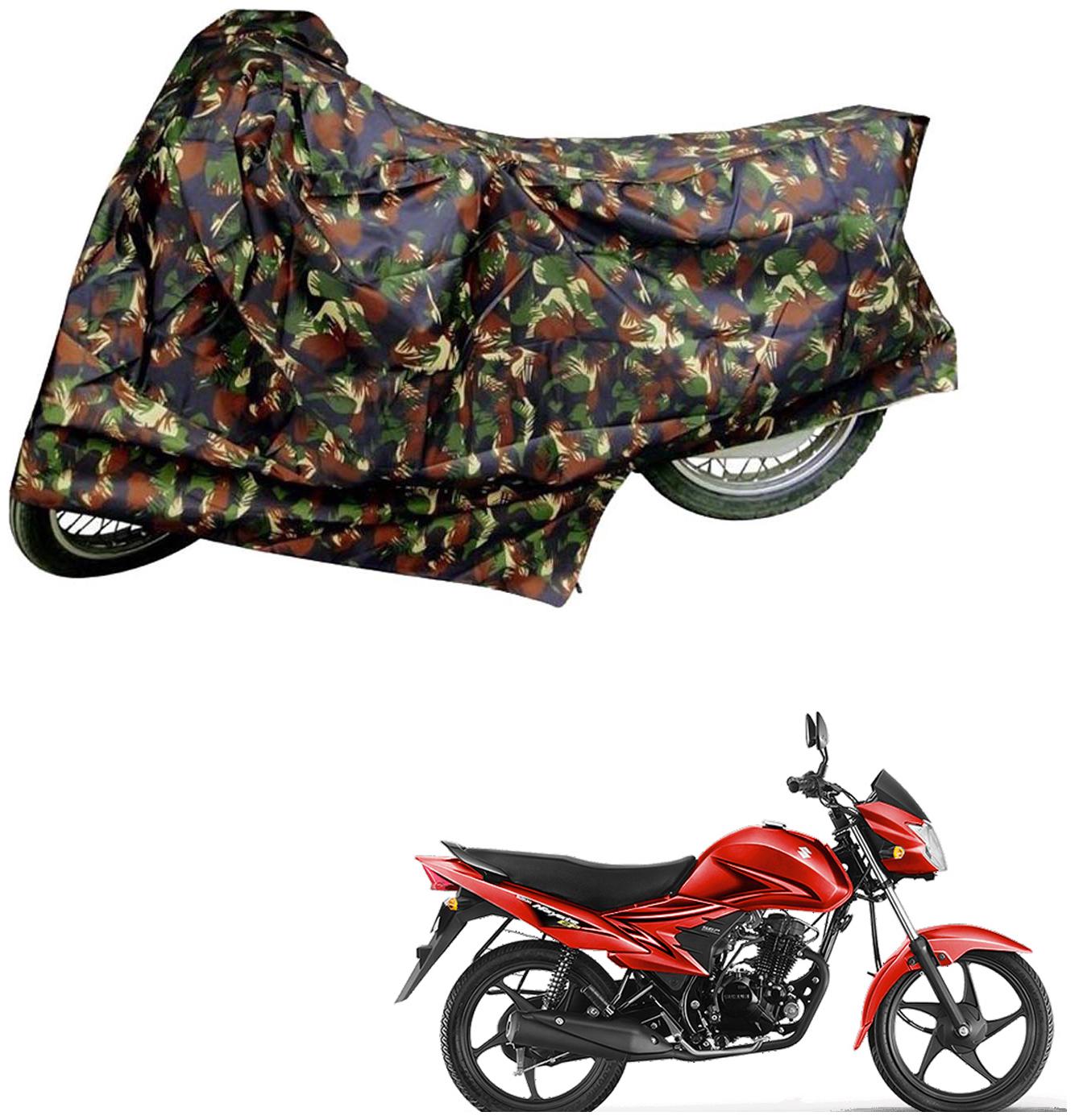 

AutoRetail Weather Resistant Two Wheeler Polyster Cover for Suzuki Hayate (Mirror Pocket Multi Color)
