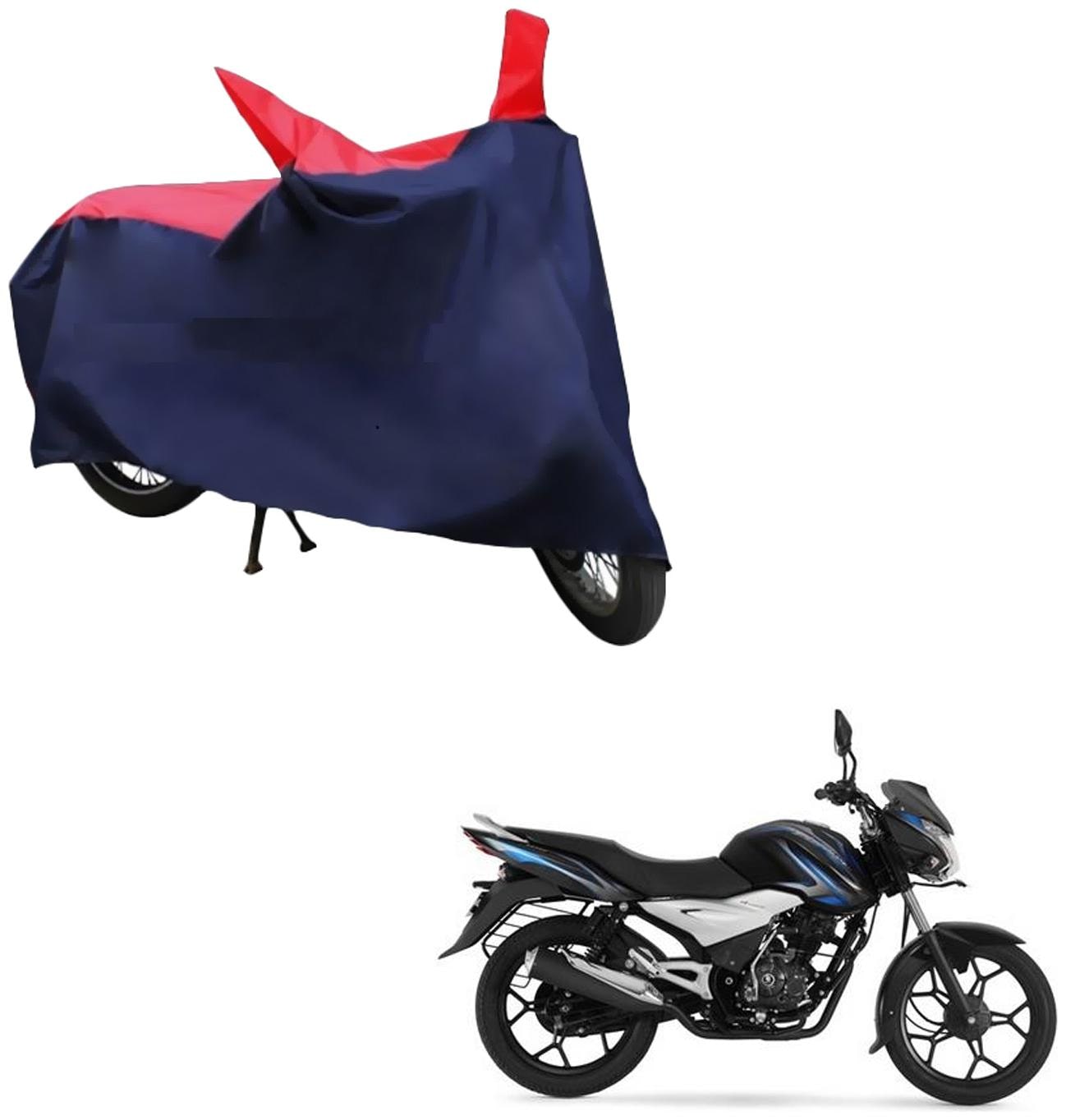 

AutoRetail Weather Resistant Two Wheeler Polyster Cover for Bajaj Discover 100T (Mirror Pocket Red and Blue Color)