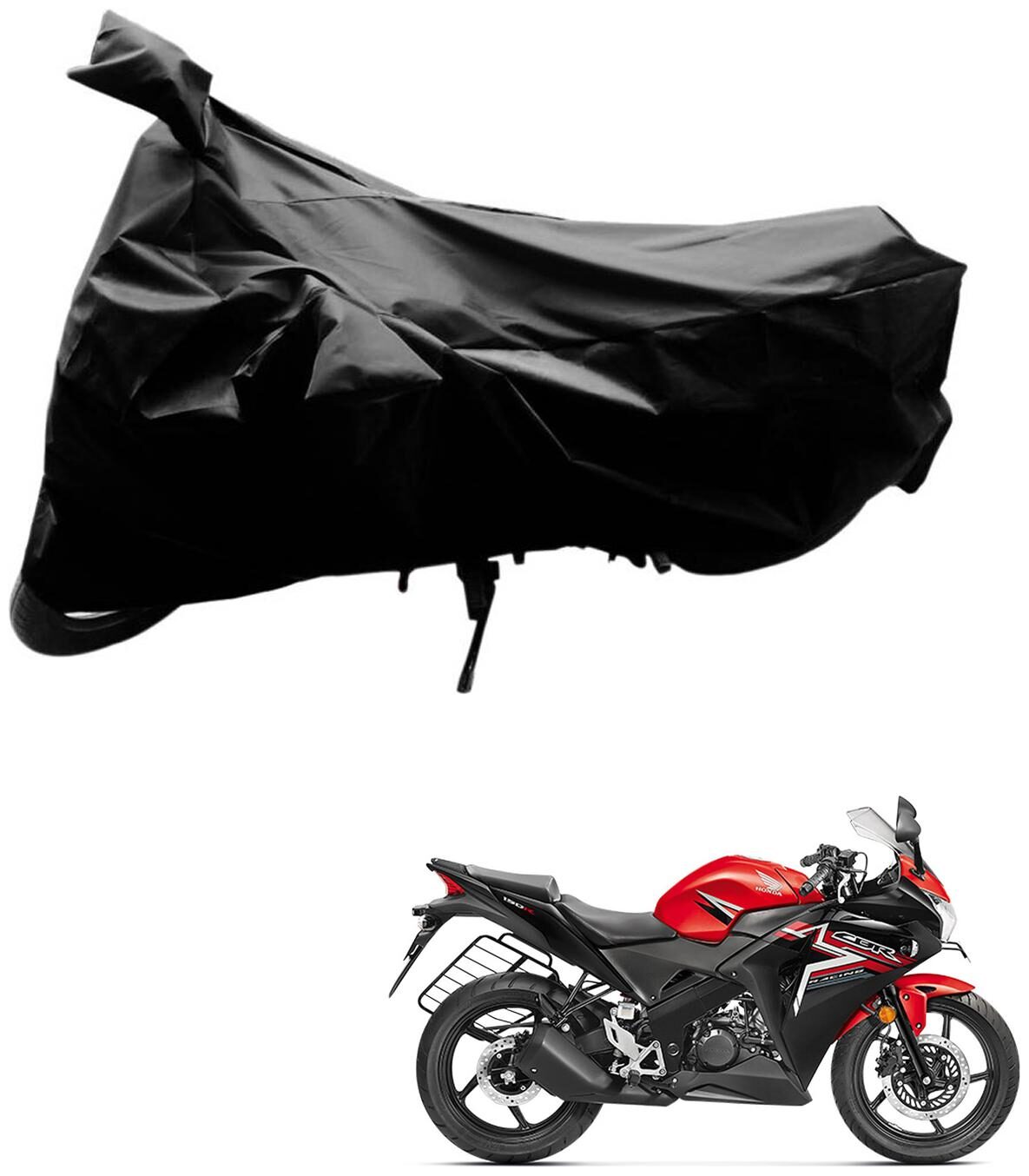

AutoRetail Weather Resistant Two Wheeler Polyster Cover for Honda CBR 150R (Mirror Pocket Black Color)