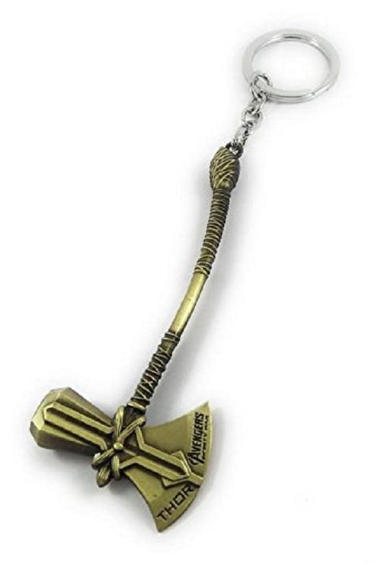 

Avengers Infinity War Thor Axe Stormbreaker Alloy Antique Gold Colour Keychain for car and Bike