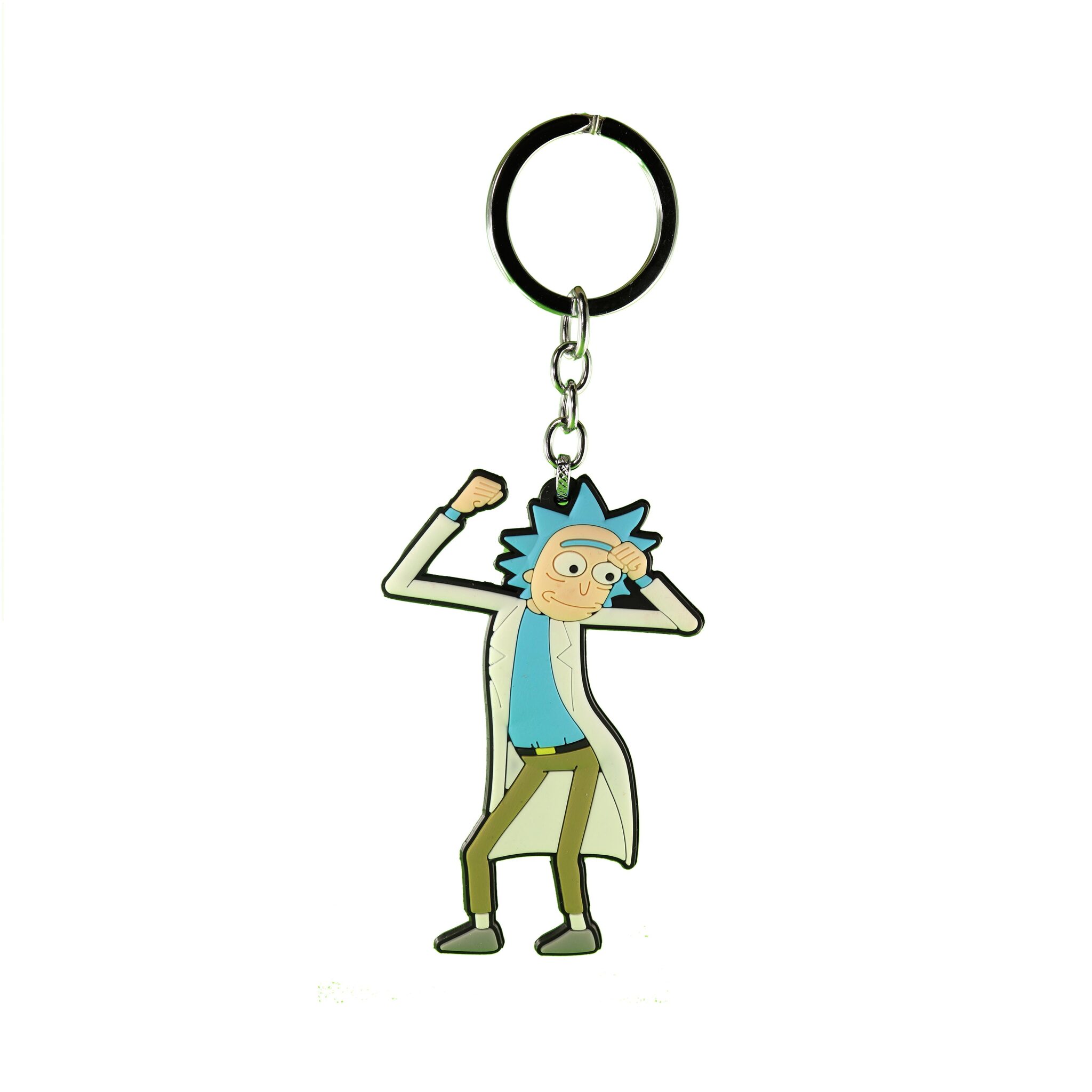 

AVI Techpro Keychain With Multicolor Rubber Double Sided Rick and Morty With Rick Sanchez Design( Pack of 1)