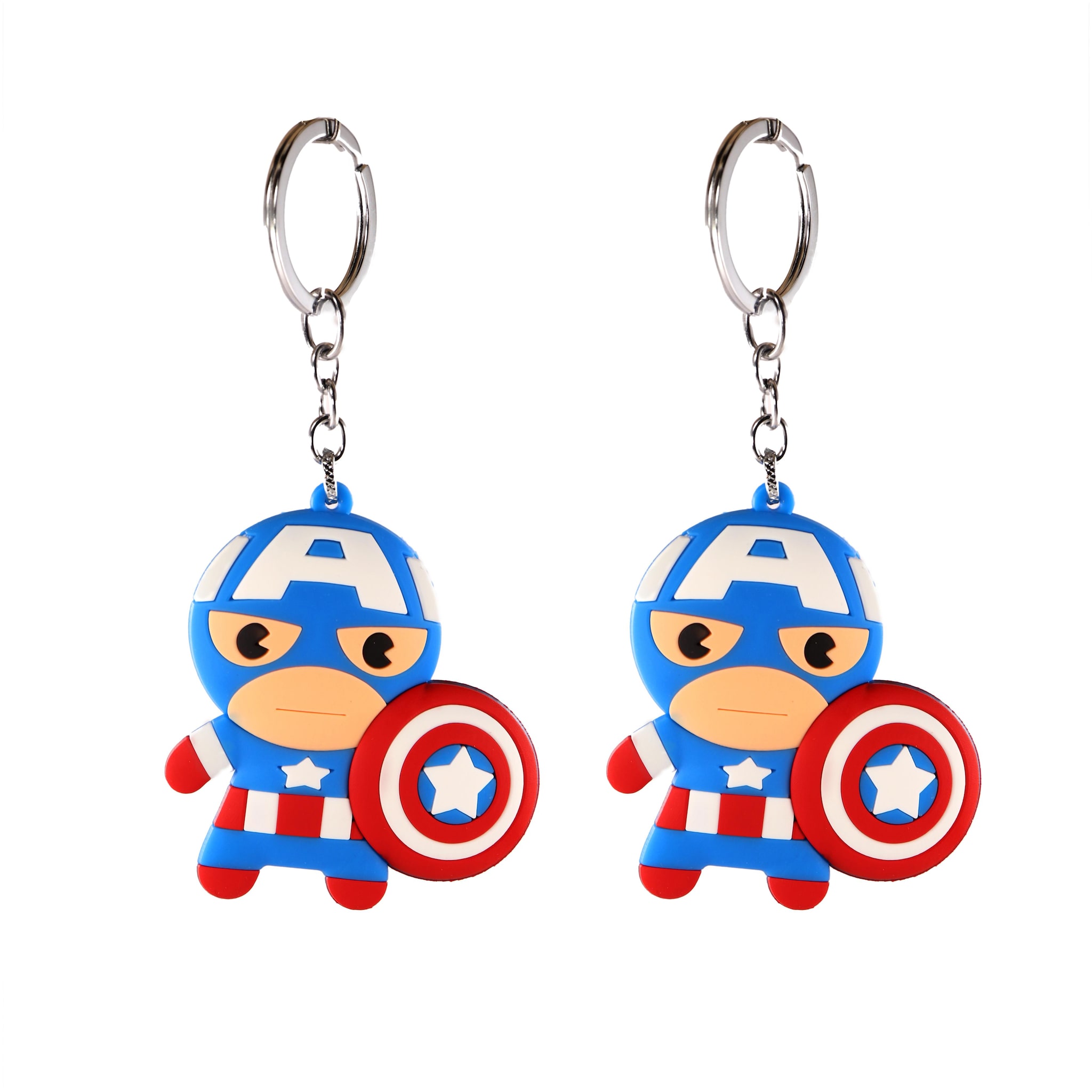 

AVI Techpro Keychain With Multicolor Rubber Double Sided Captain America kid Design( Pack of 2)