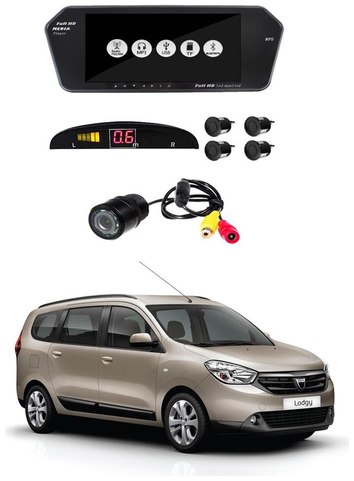 

AYW Combo of 7 inch LED Car Screen Video Monitor with Camera and Black Sensors for Lodgy