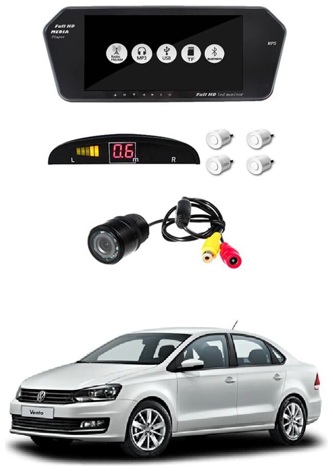 

AYW Combo of 7 inch LED Car Screen Video Monitor with Camera and White Sensors for Vento