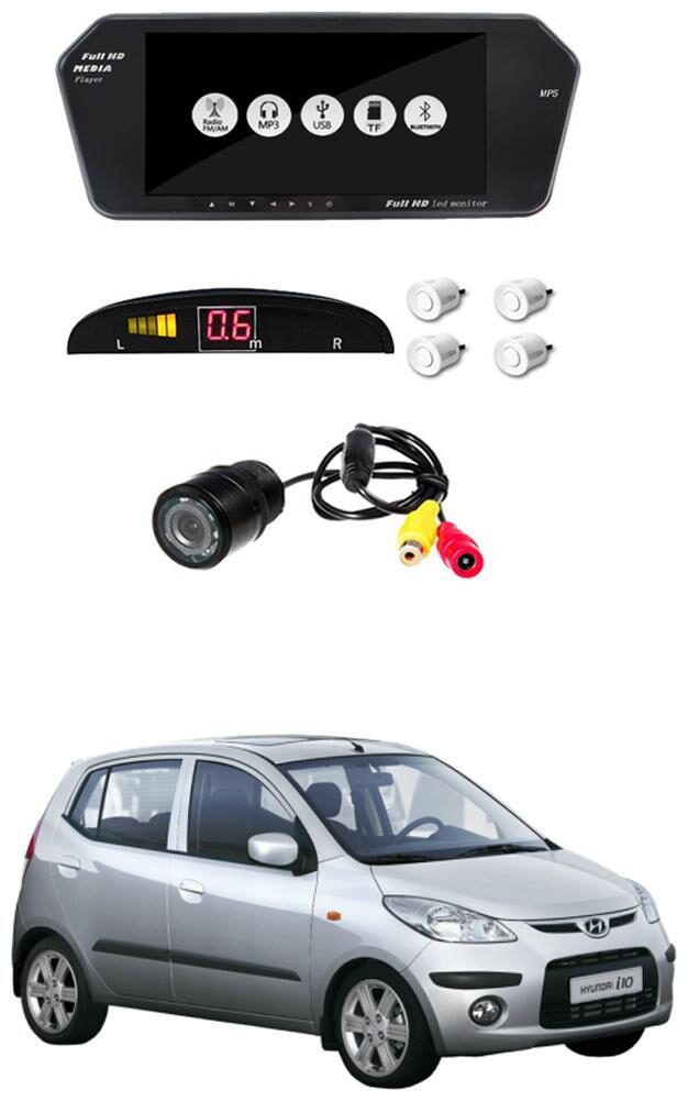 

AYW Combo of 7 inch LED Car Screen Video Monitor with Camera and White Sensors for i10