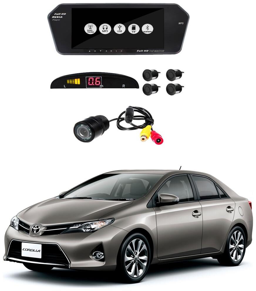 

AYW Combo of 7 inch LED Car Screen Video Monitor with Camera and Black Sensors for Altis