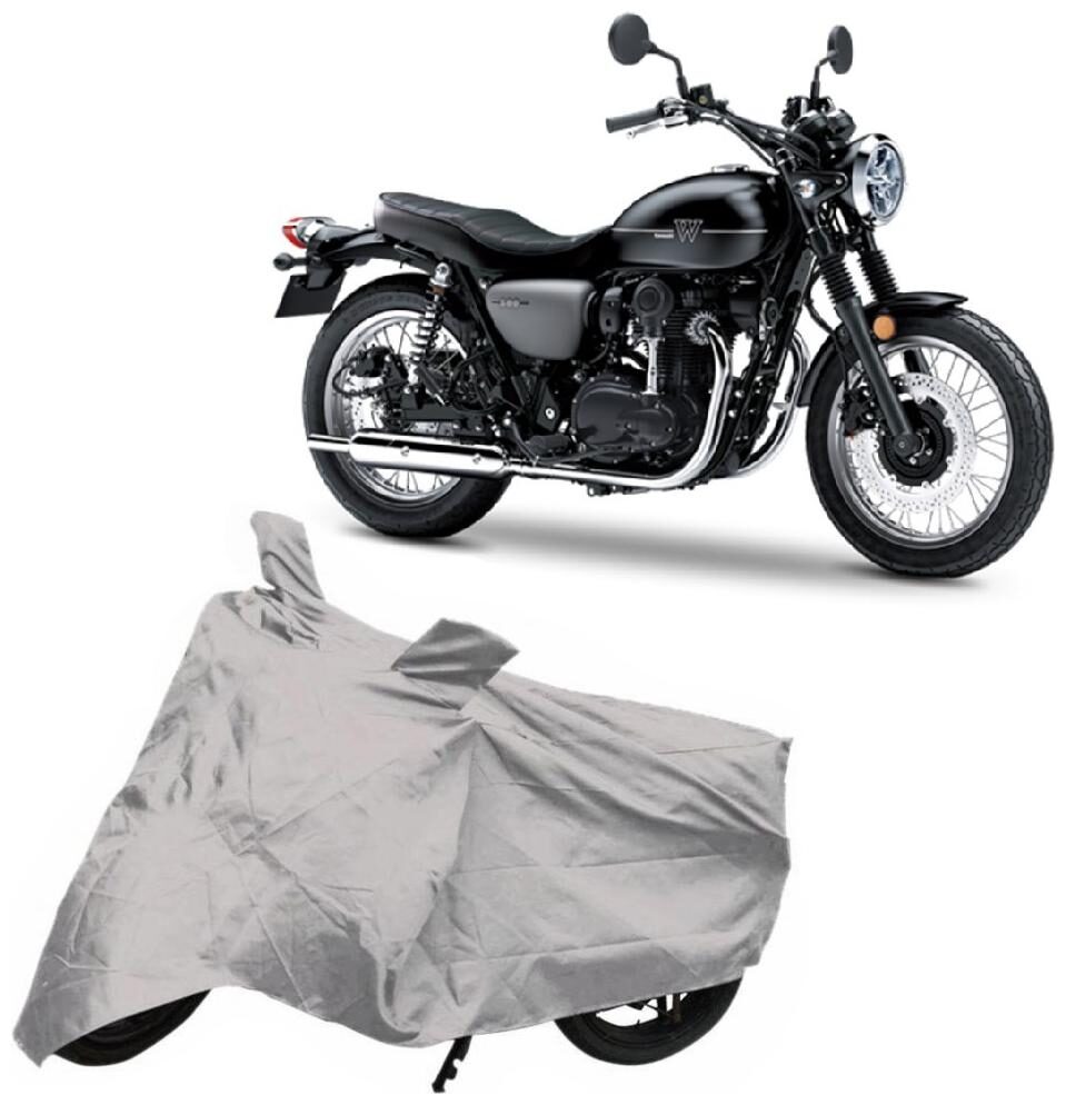 

Bigwheels Premium Quality Silver Matty Two Wheeler Bike Body Cover For Kawasaki W800 Street With Mirror Pockets