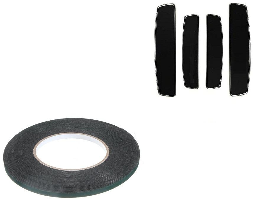 

Bigwheels Roll Of (8 Meter x 13mm 1 27 cm) Double Sided Waterproof Removable Mounting Strong Black Foam Heavy Duty Adhesive Tape And Black I-POP 4pcs Set Car Door Scratch Guard Protector