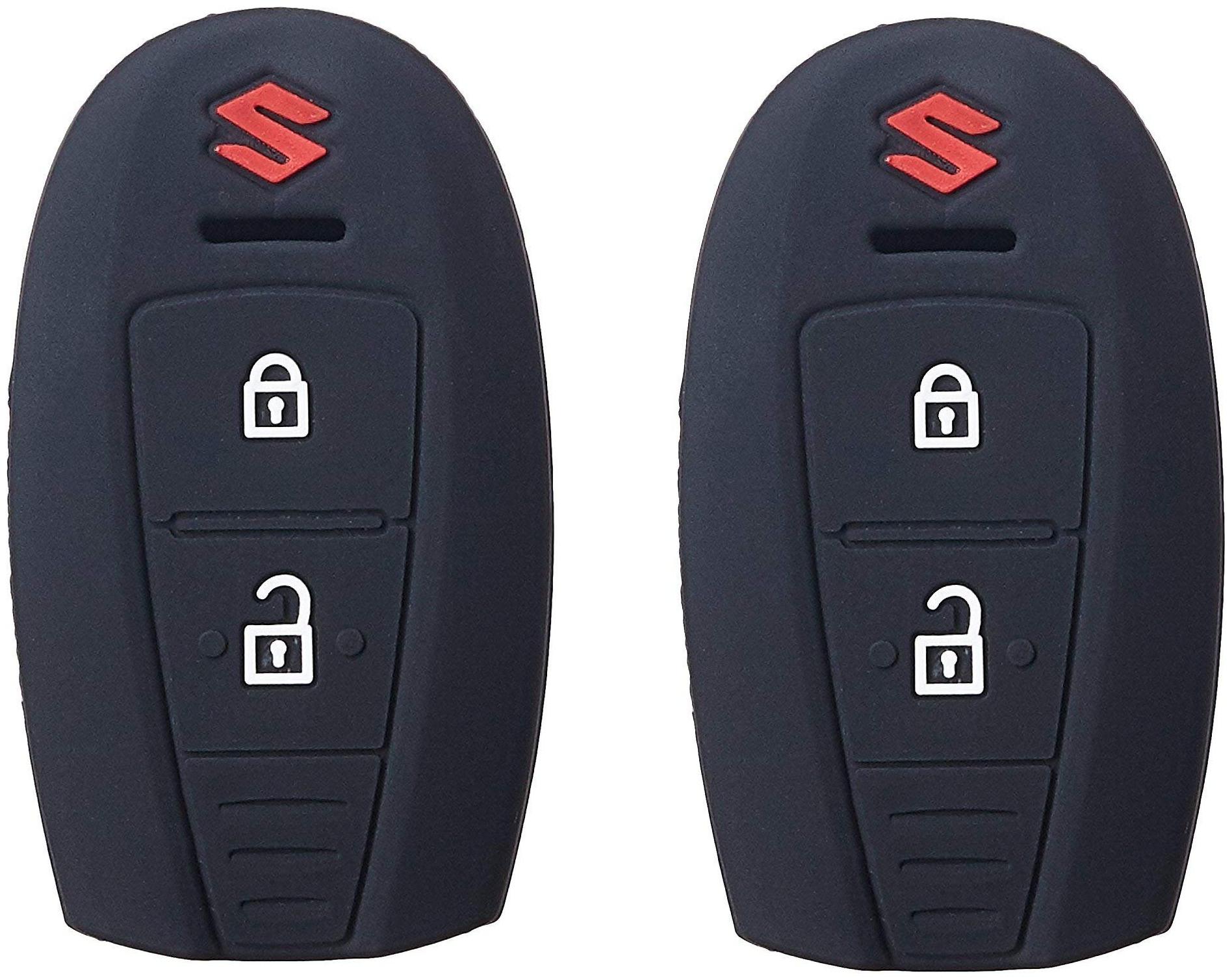 

Bigwheels (Set Of 2 pc) Silicone Rubber Unbreakable And Durable Suzuki 2 Push Start Buttons (Black Color) Car Remote Flip Smart Key Cover Key Guard Key Shell Fit For Maruti Suzuki Swift