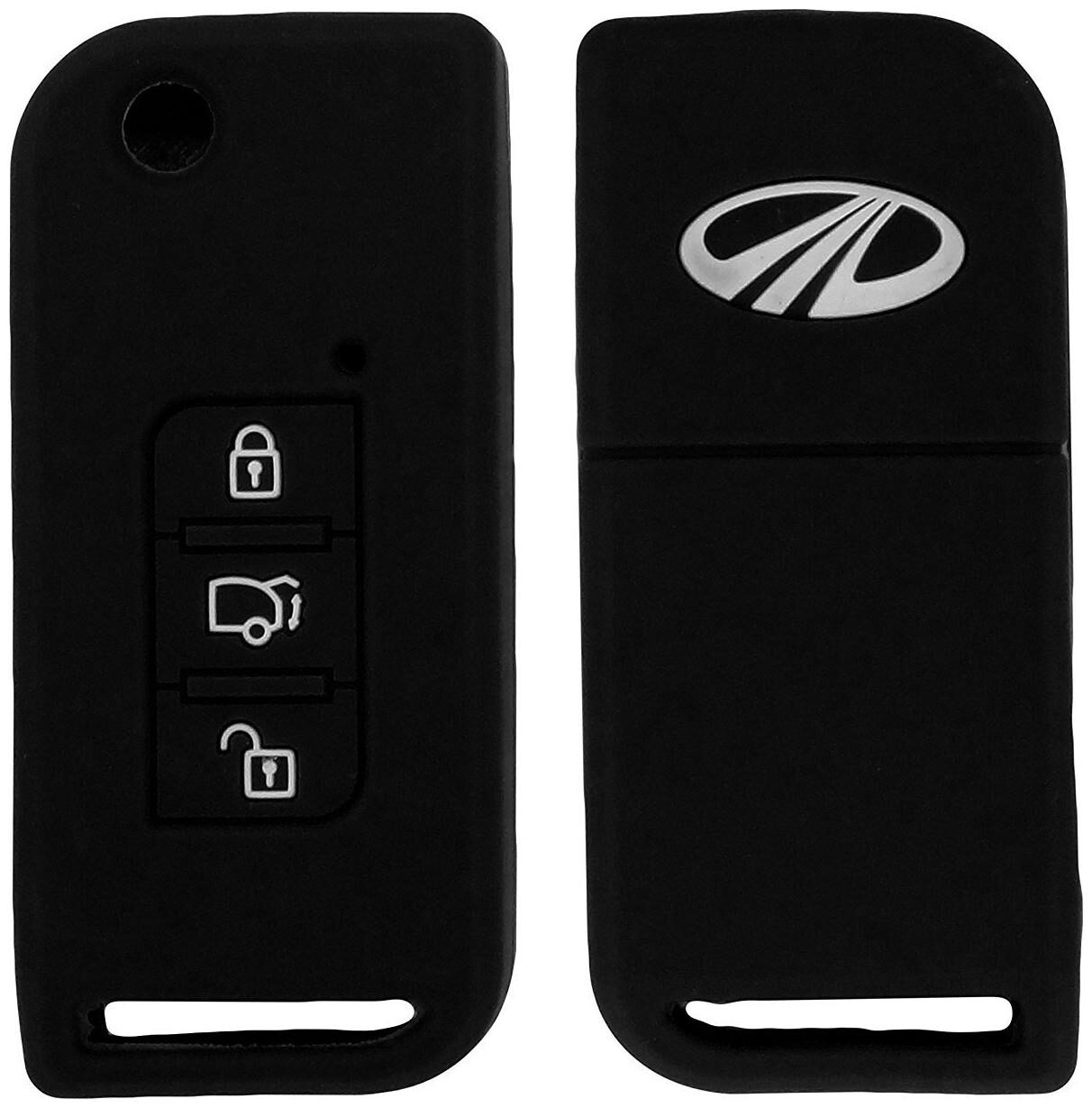 

Bigwheels (Set Of 1 pc) Silicone Rubber Unbreakable And Durable Mahindra 3 Push Start Buttons (Black Color) Car Remote Flip Smart Key Cover Key Guard Key Shell Fit For Mahindra XUV500 Old Model