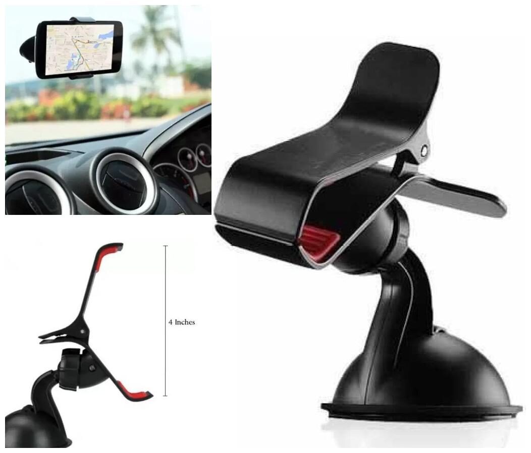 

Car Mobile Holder for Windshield 360 Rotation Car Chimti for All Smartphones (Pack of 1) Black Color