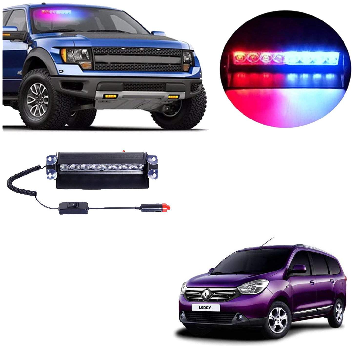 

Cartronics 8 LED Red Blue Police Flasher Light for Renault Lodgy