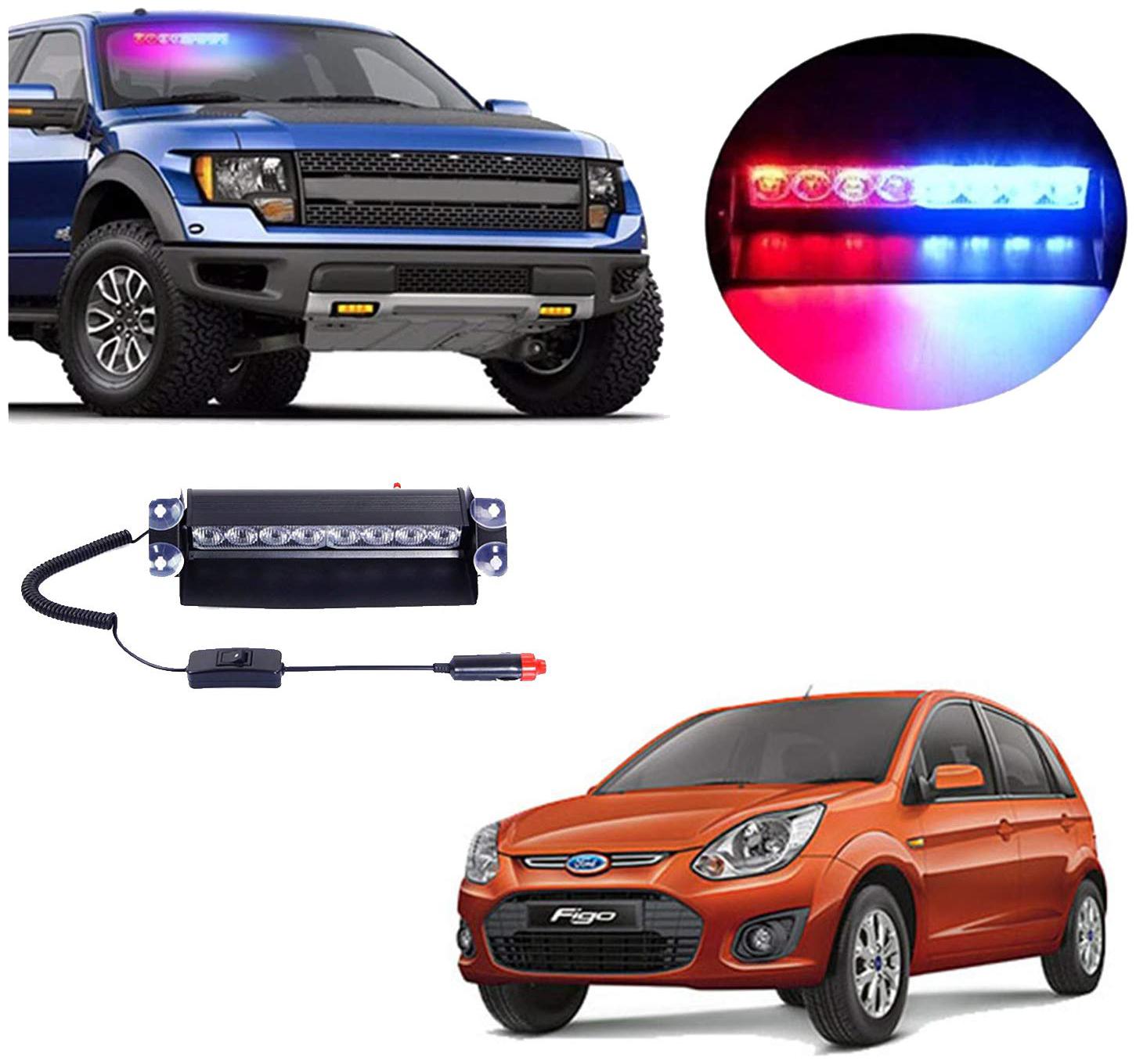 

Cartronics 8 LED Red Blue Police Flasher Light for Ford Figo