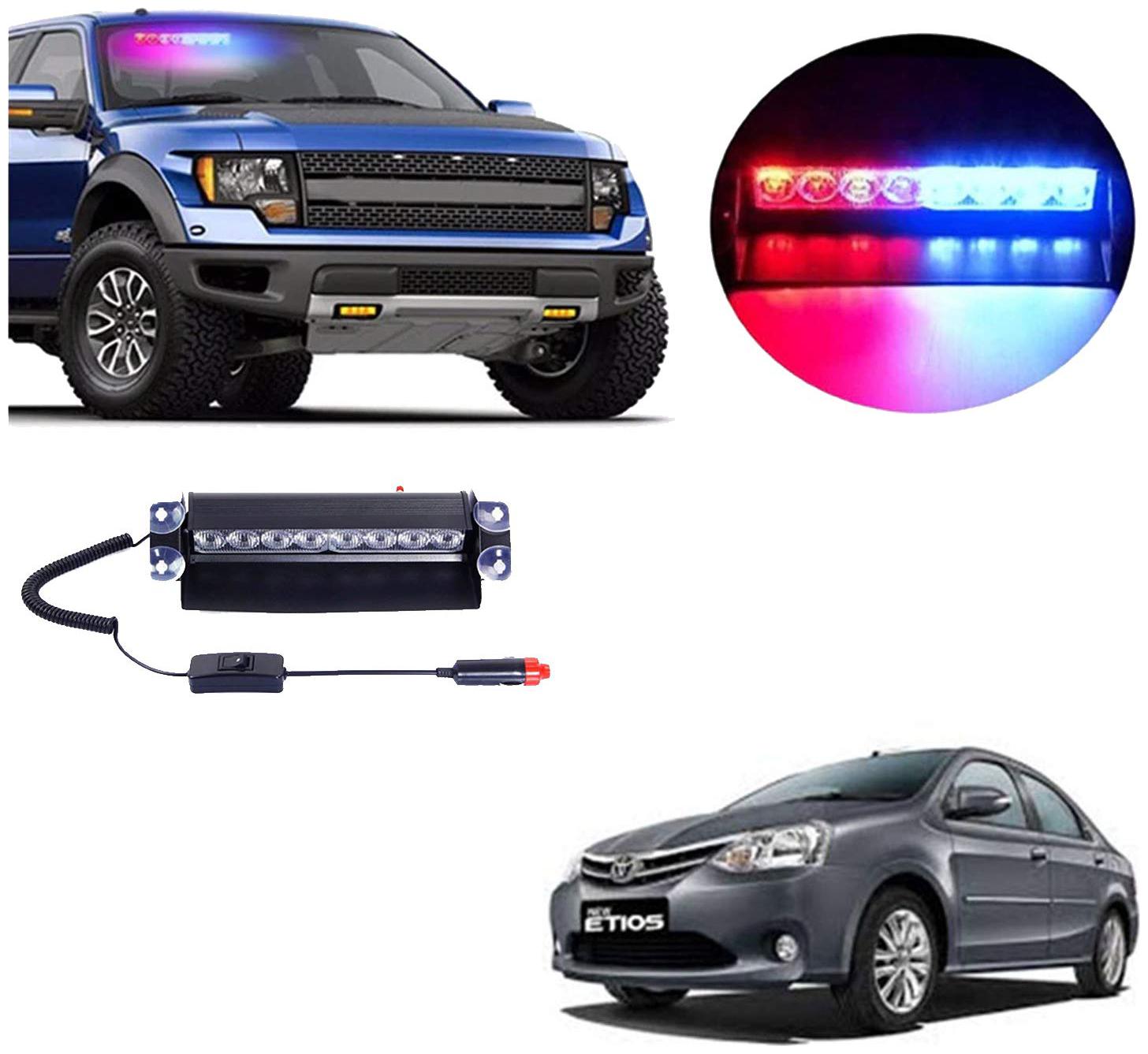 

Cartronics 8 LED Red Blue Police Flasher Light for Toyota Etios