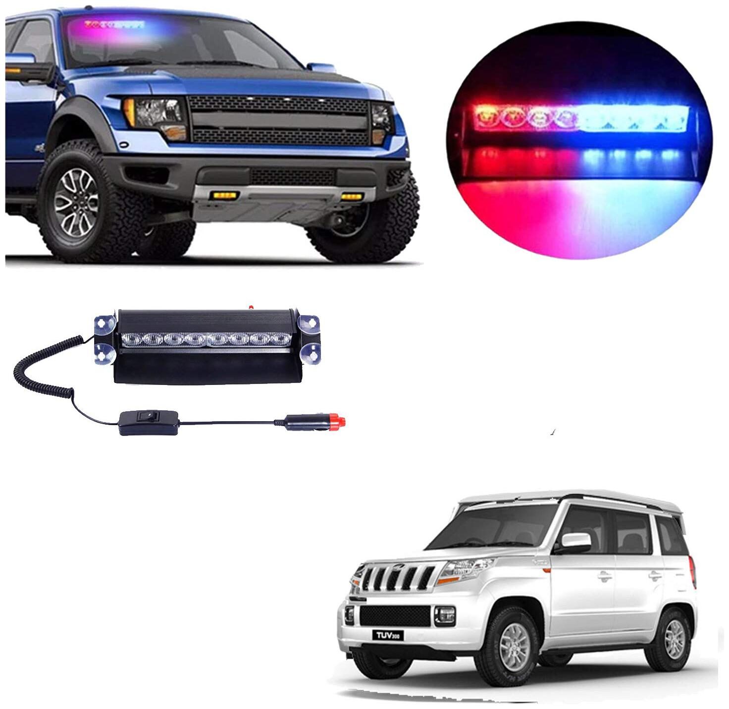 

Cartronics 8 LED Red Blue Police Flasher Light for Mahindra TUV 300