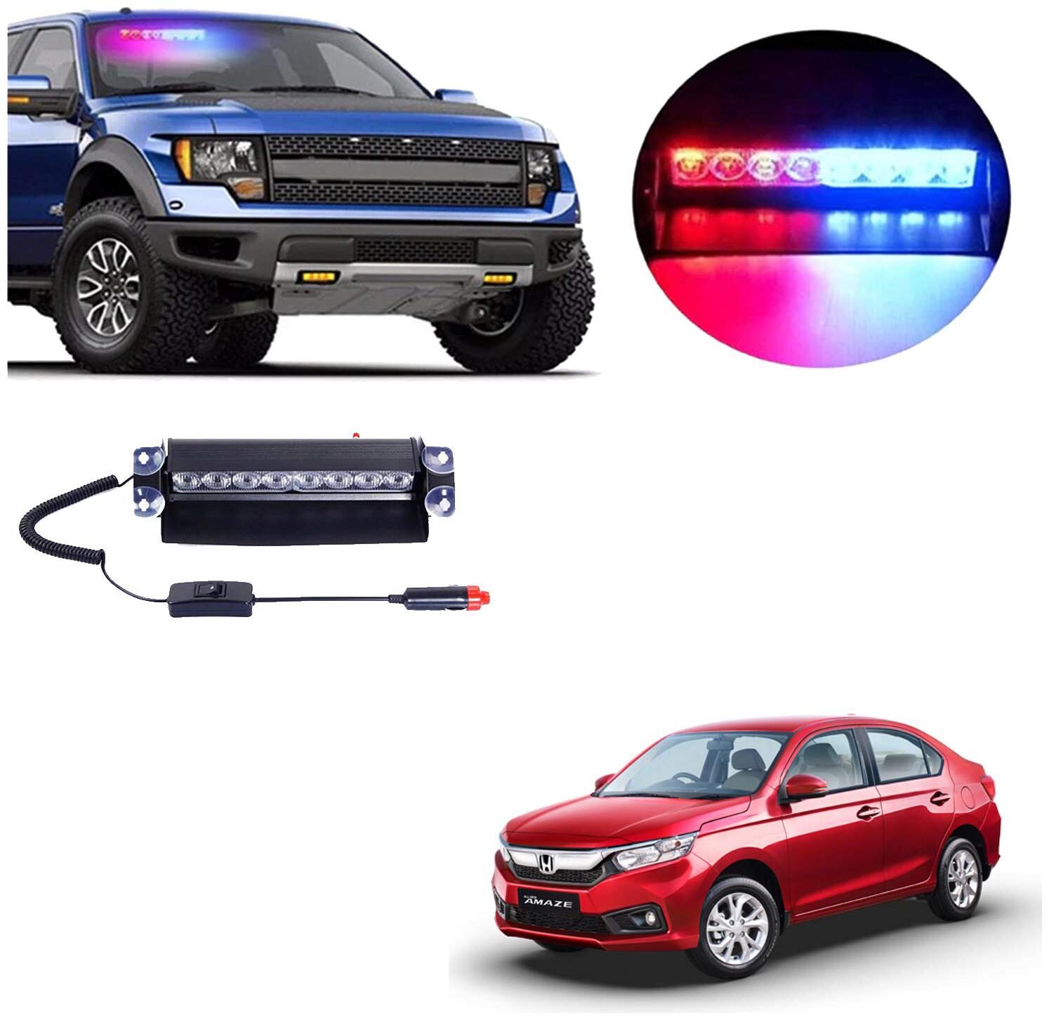 

Cartronics 8 LED Red Blue Police Flasher Light for Honda Amaze